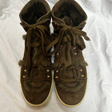 Salvatore Ferragamo Olive Fur High Top Trainers 39.5