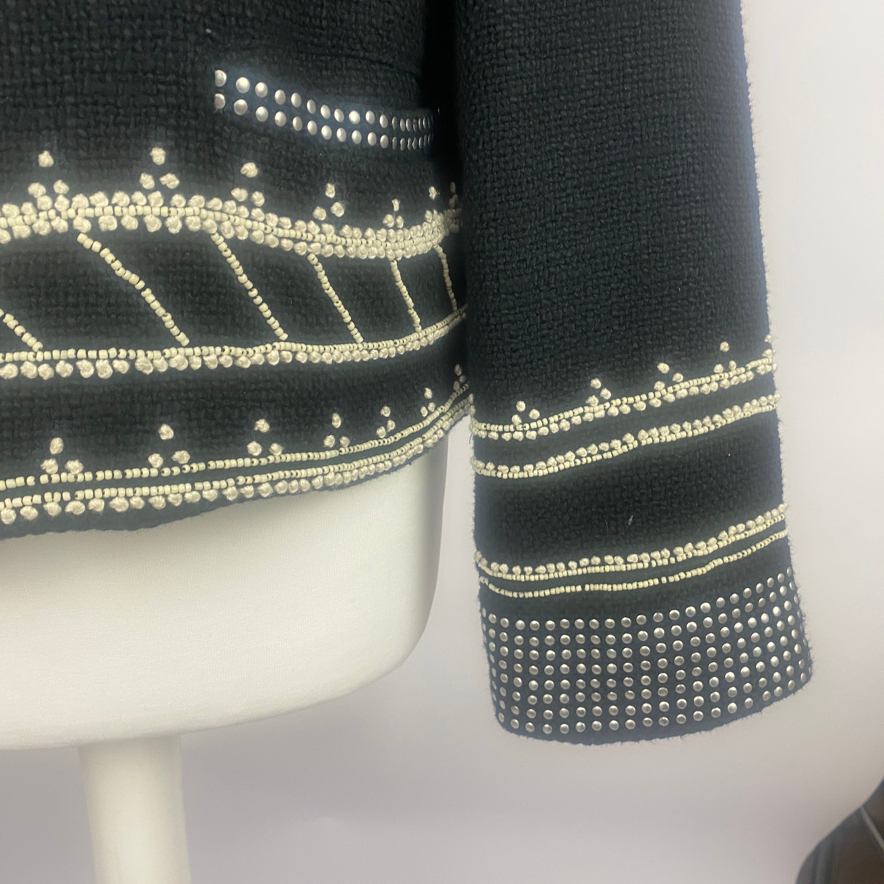 Sea New York New £600 Black Studded & Beaded Weave Jacket M