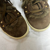 Salvatore Ferragamo Olive Fur High Top Trainers 39.5