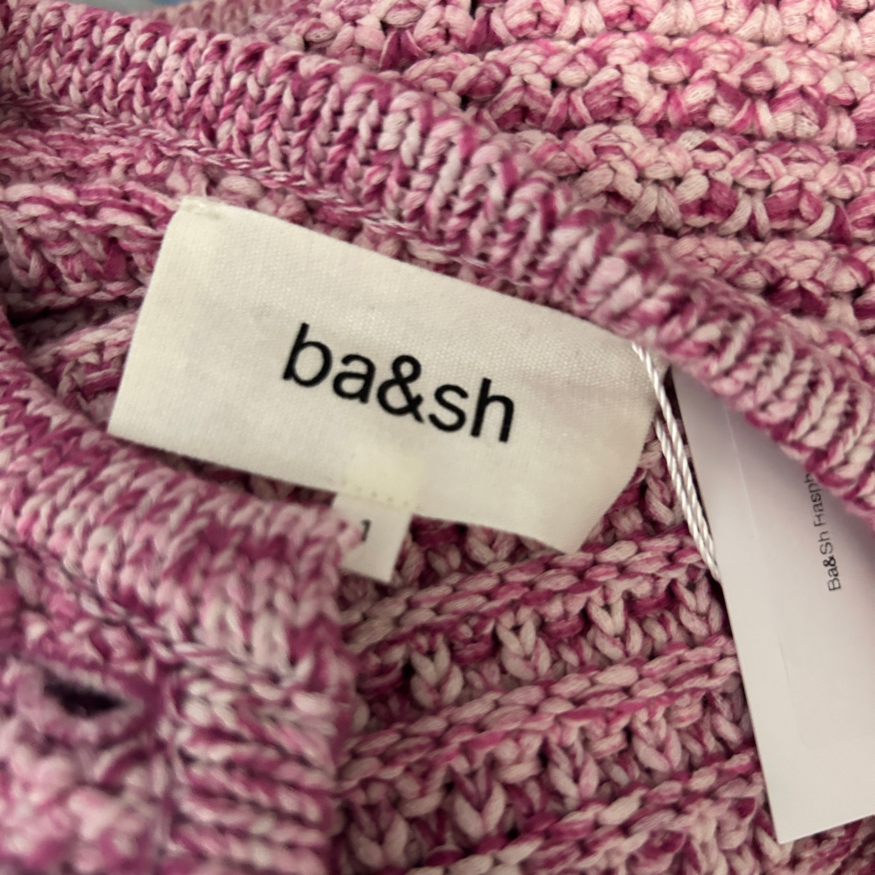 Ba&Sh Raspberry Pink Chunky Knit Crop Jacket S