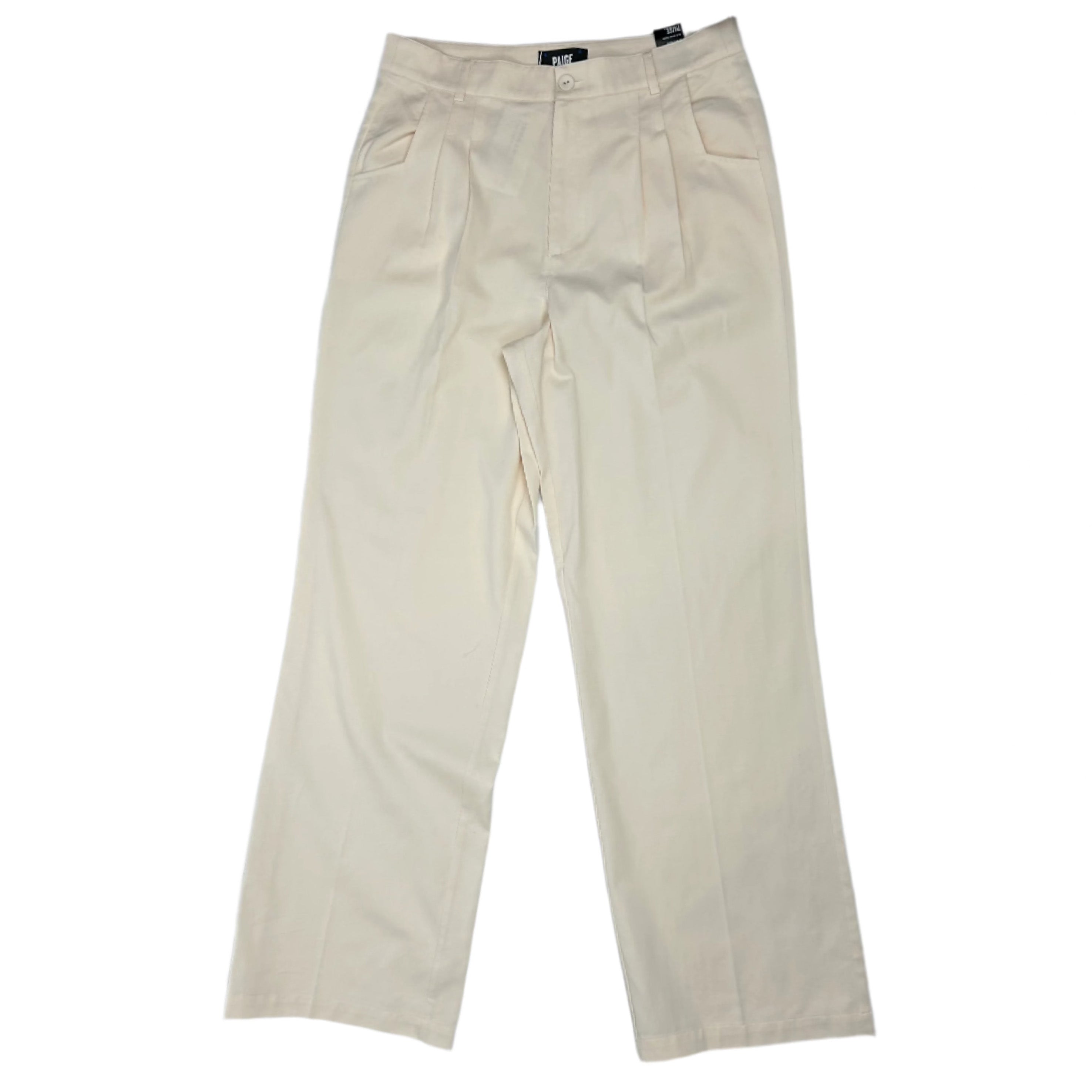 Paige £465 Cream Tencel & Cotton Pleat Front Merano Trousers XS