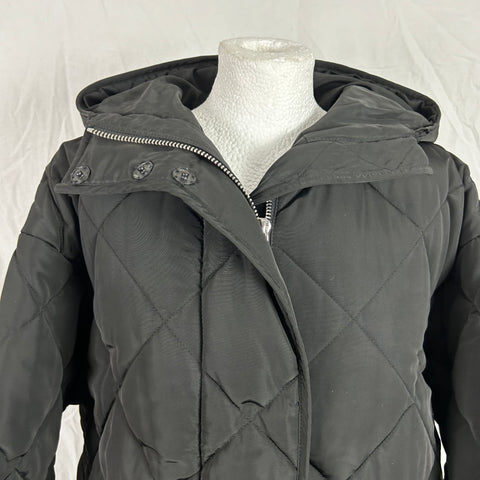 Stand Studio Brand New £340 Black Quilted Sue Hooded Coat XS/S/M