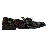 Fratelli Rossetti Black Embroidered Velvet Loafers 38