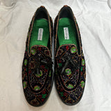 Fratelli Rossetti Black Embroidered Velvet Loafers 38