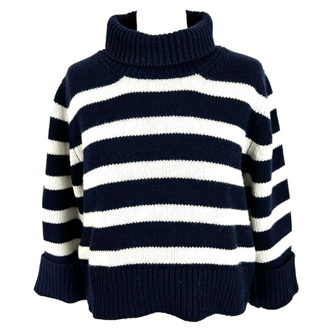 & Daughter £335 Navy & White Thick Knit Stripe Sweater XS/S/M