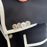 Gucci Black Crepe & Ivory Grossgrain Cady Jacket XS