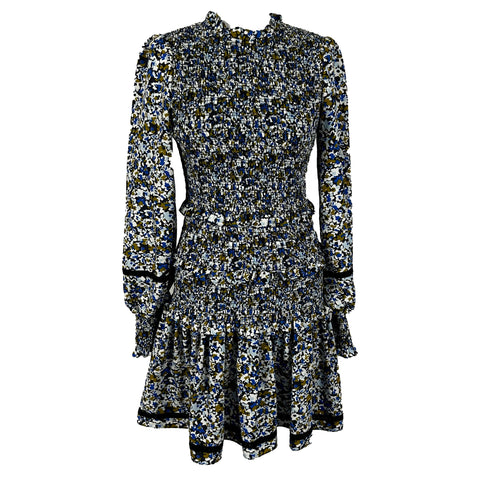 Me&Em Brand New £250 Camouflage Floral Print Crepe Shirred Dress S