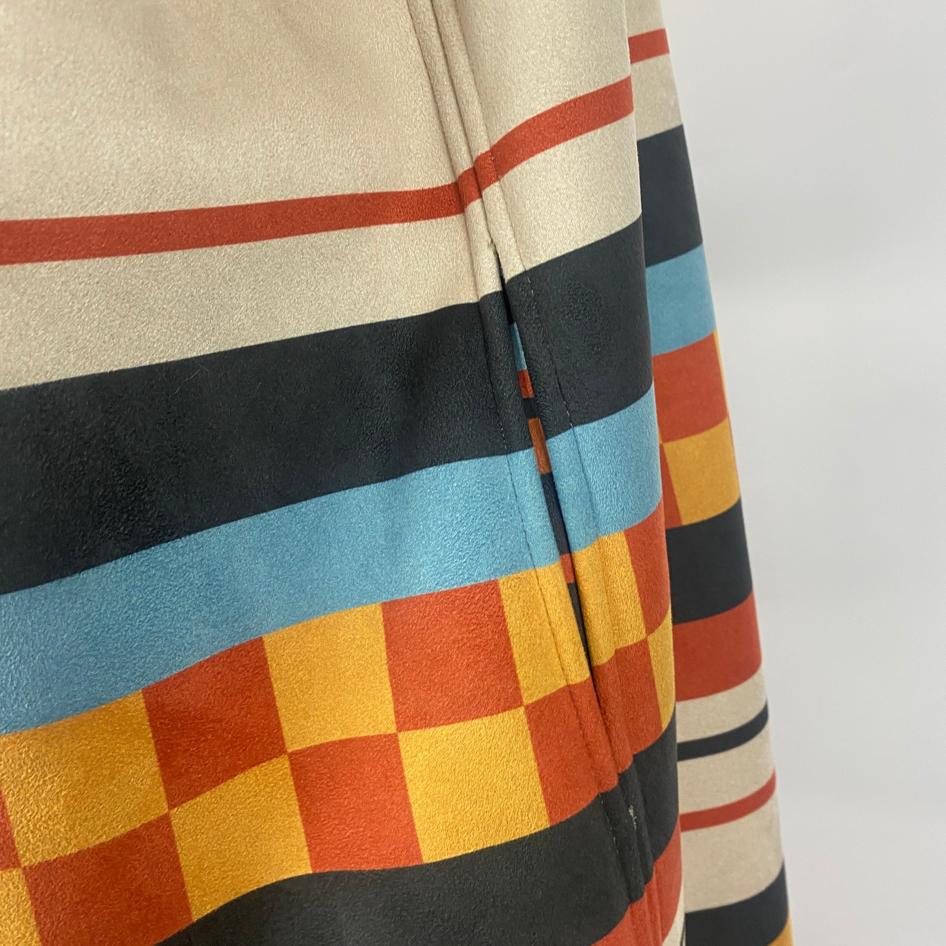 Stella Jean £1100 Geometric Faux Fur Longline Gilet S/M