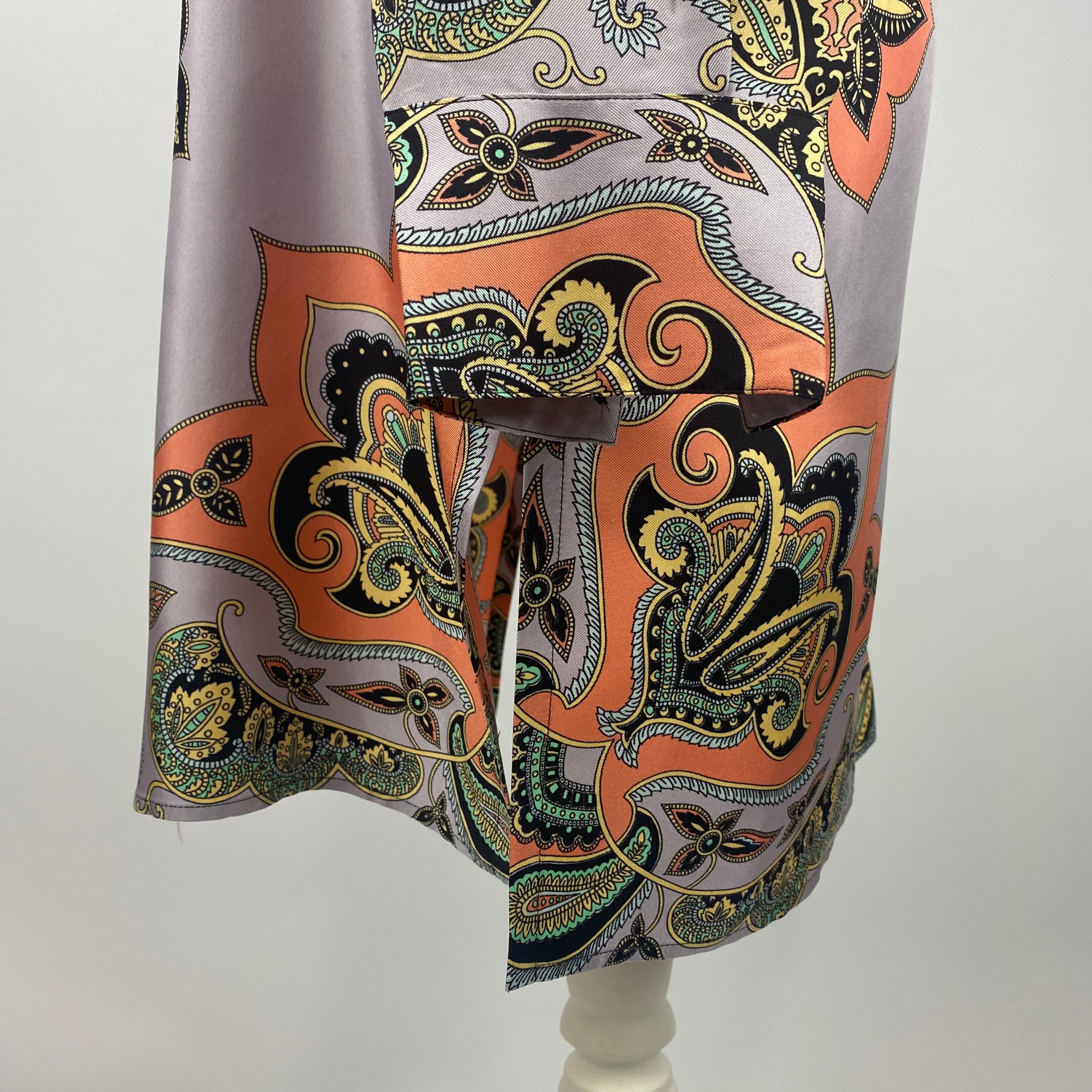 Etro £620 Pale Lavender & Apricot Print Silk Shirt Dress M