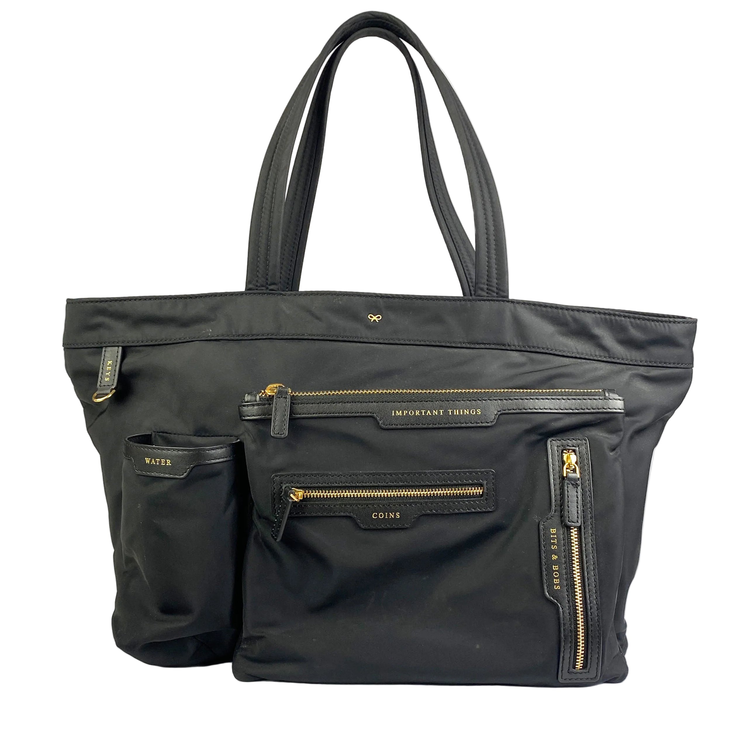Anya Hindmarch £595 Black Nylon Multipocket Tote Bag