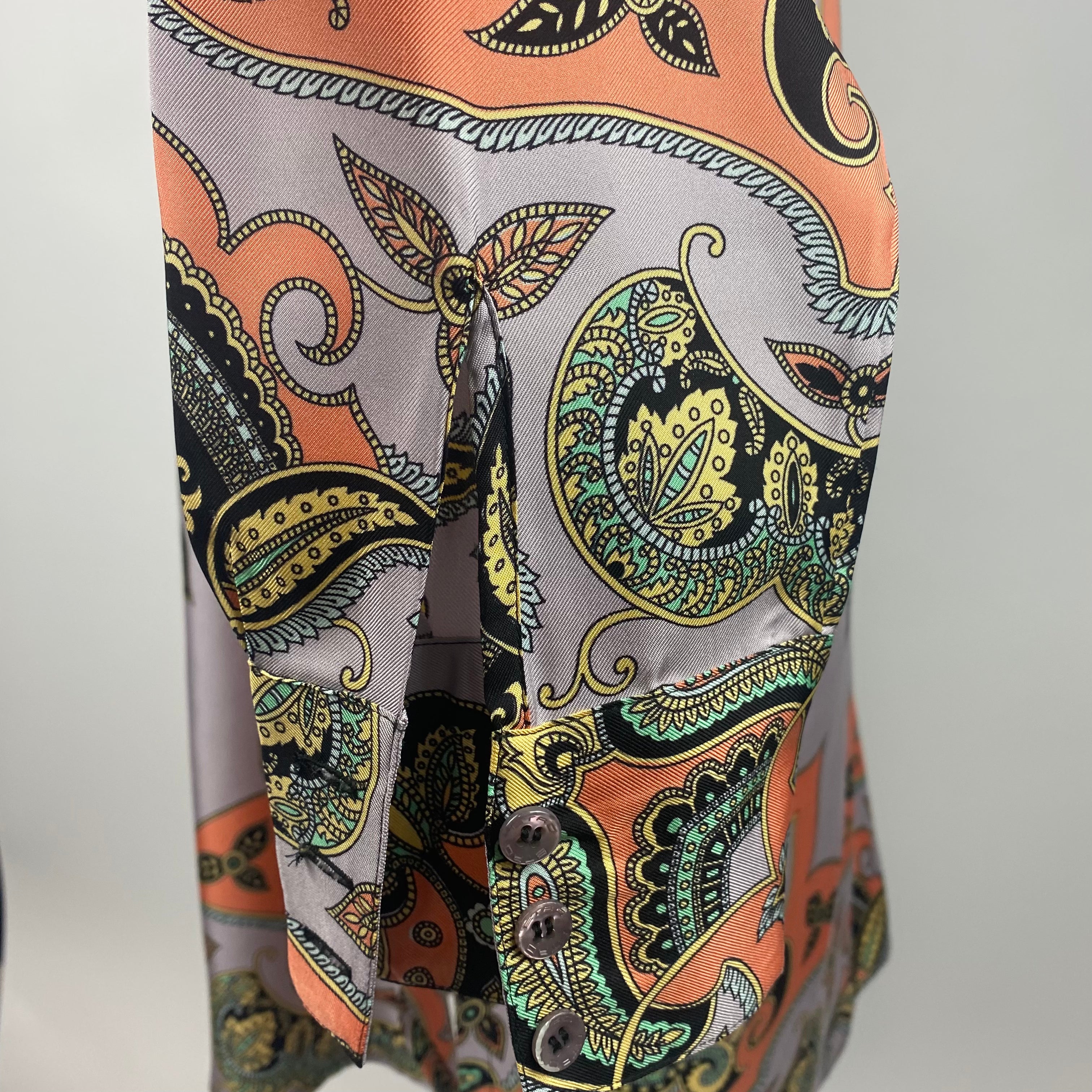 Etro £620 Pale Lavender & Apricot Print Silk Shirt Dress M