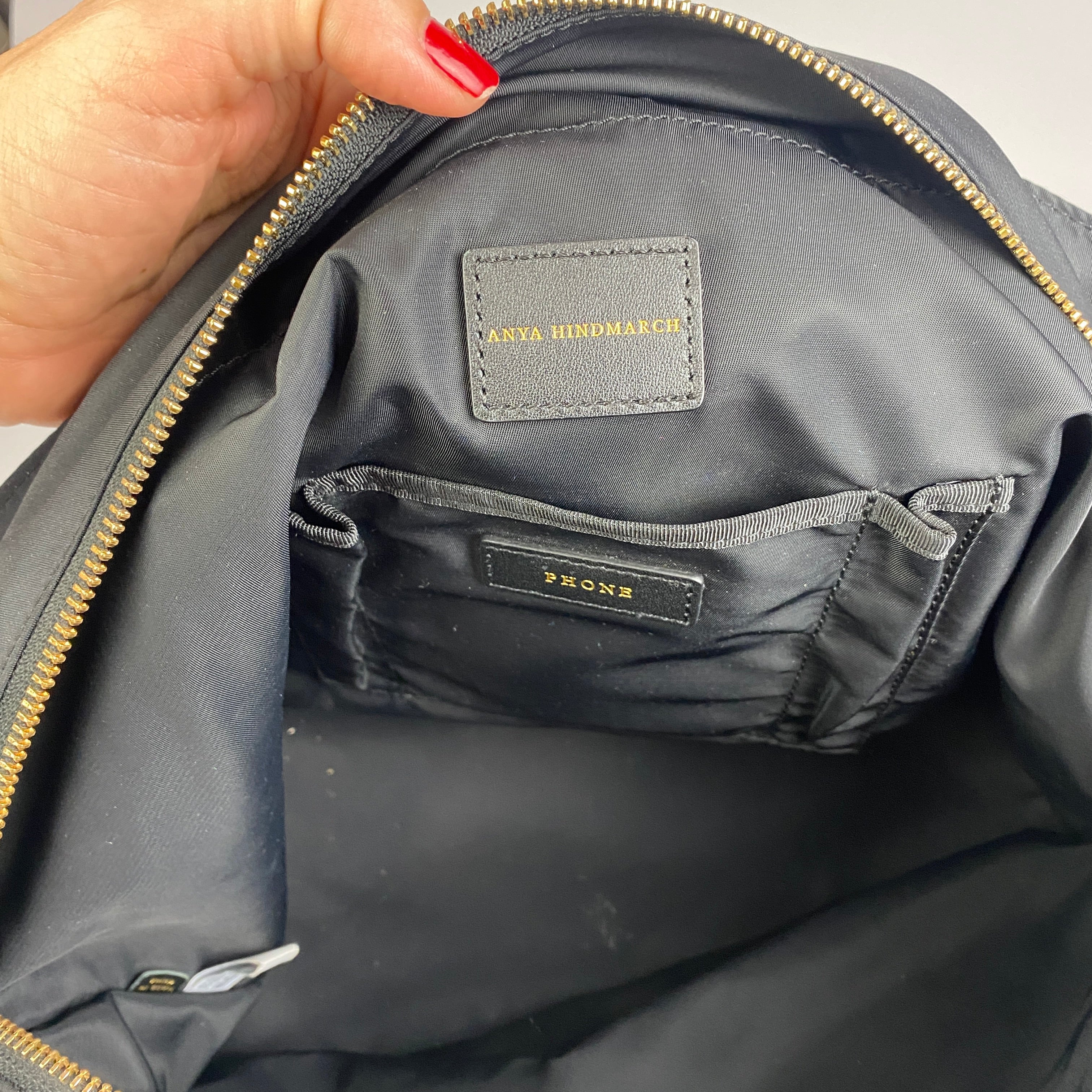 Anya Hindmarch £595 Black Nylon Multipocket Tote Bag