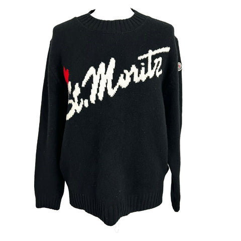 Moncler Black ST MORITZ Wool & Cashmere Girocollo Sweater M