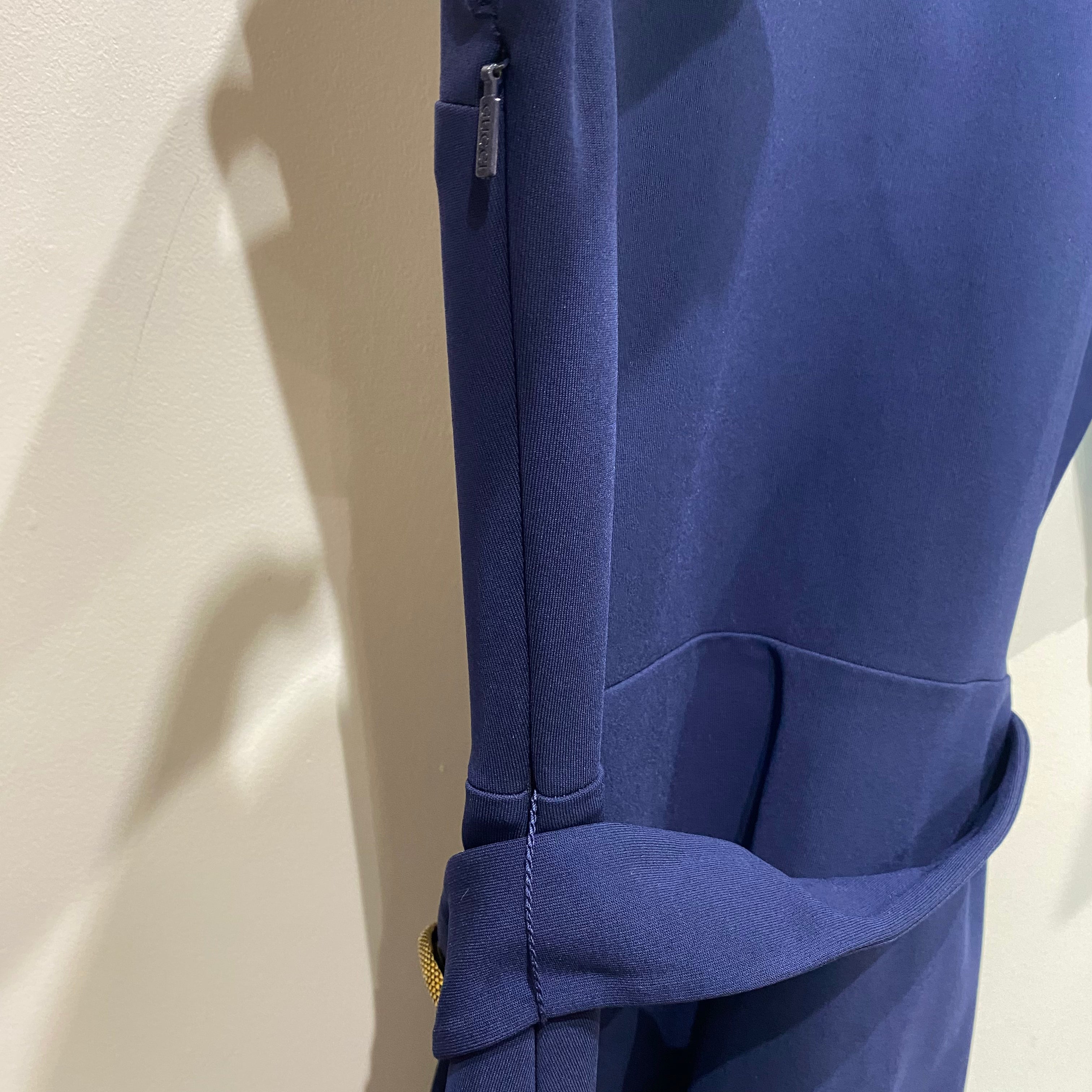 Gucci Navy Tigers Head Stretch Belted Shirt Dress M