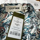 Cefinn Brand New White Marble Silk Mix Daria Maxi Dress M