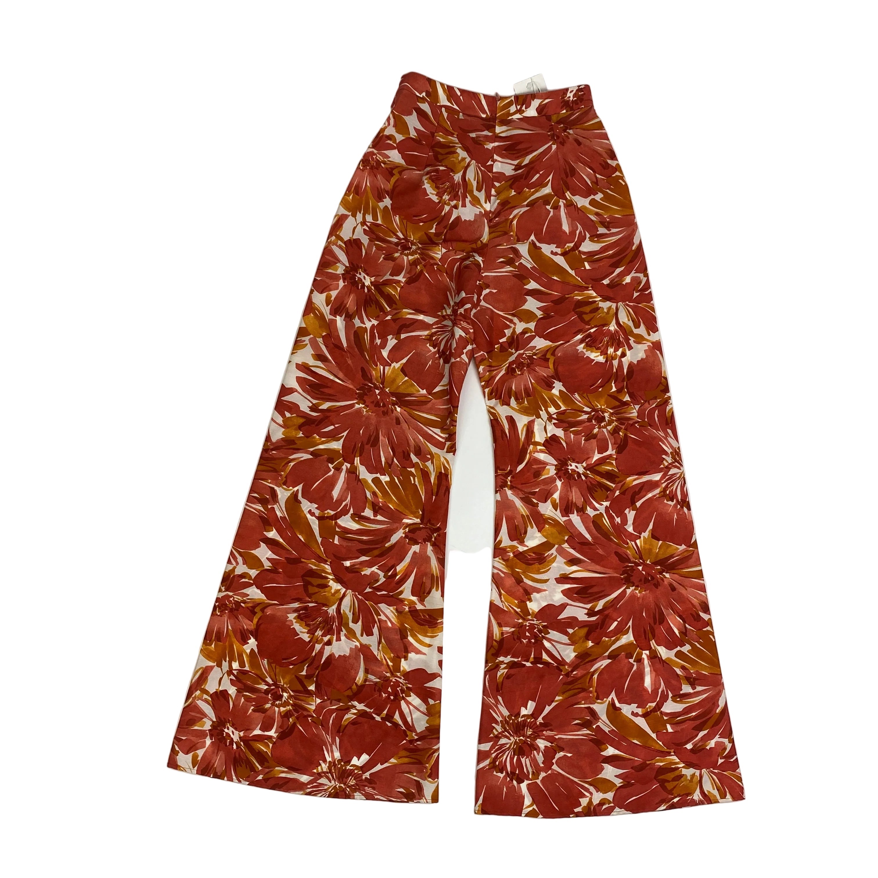 Alexis New £295 Burnt Orange & Ivory Floral Brushstroke Pants S