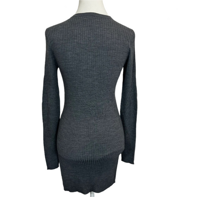 Joseph £195 New Grey Wool Rib Longline Tunic Sweater S