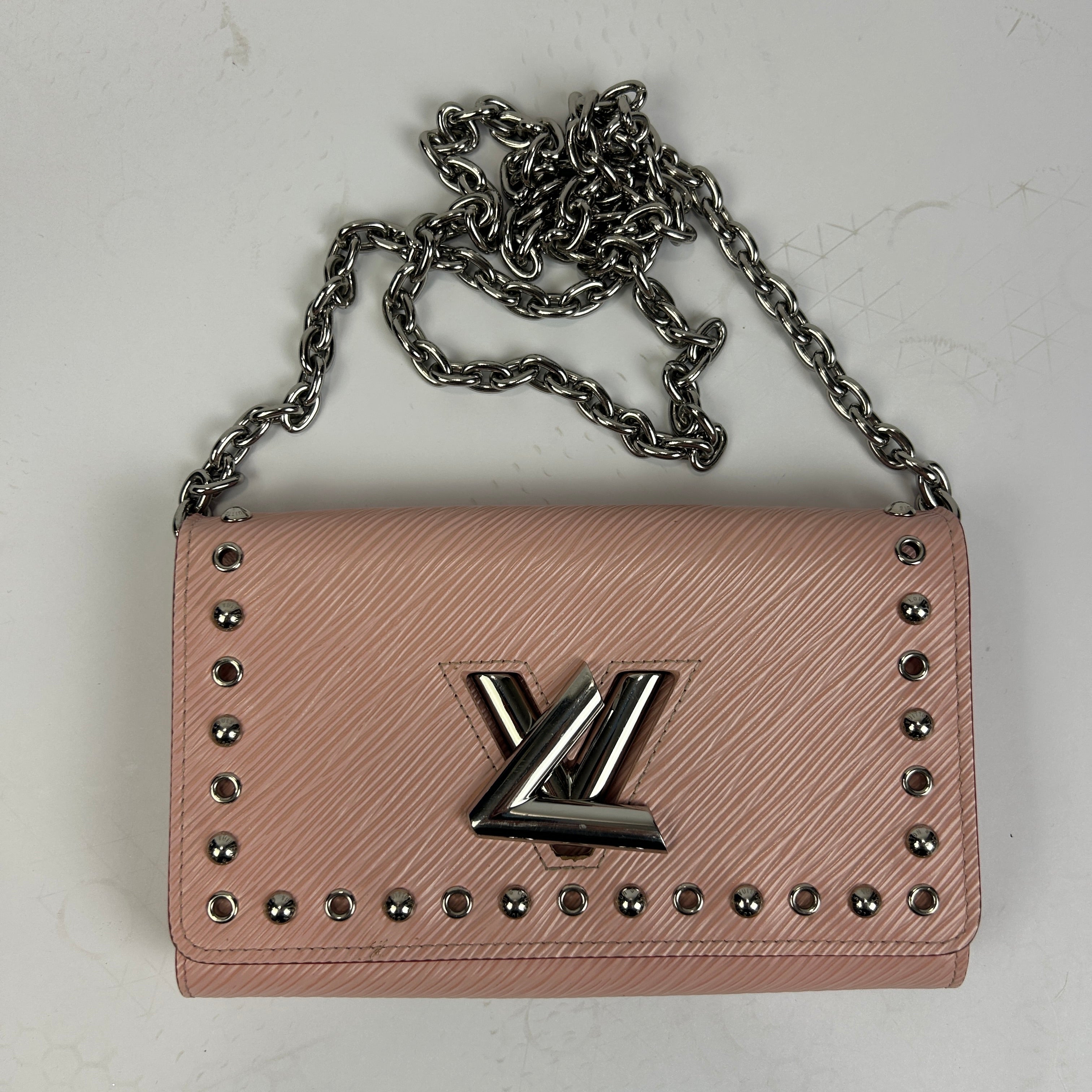 Louis Vuitton Pink Epi Leather Twist Chain Wallet