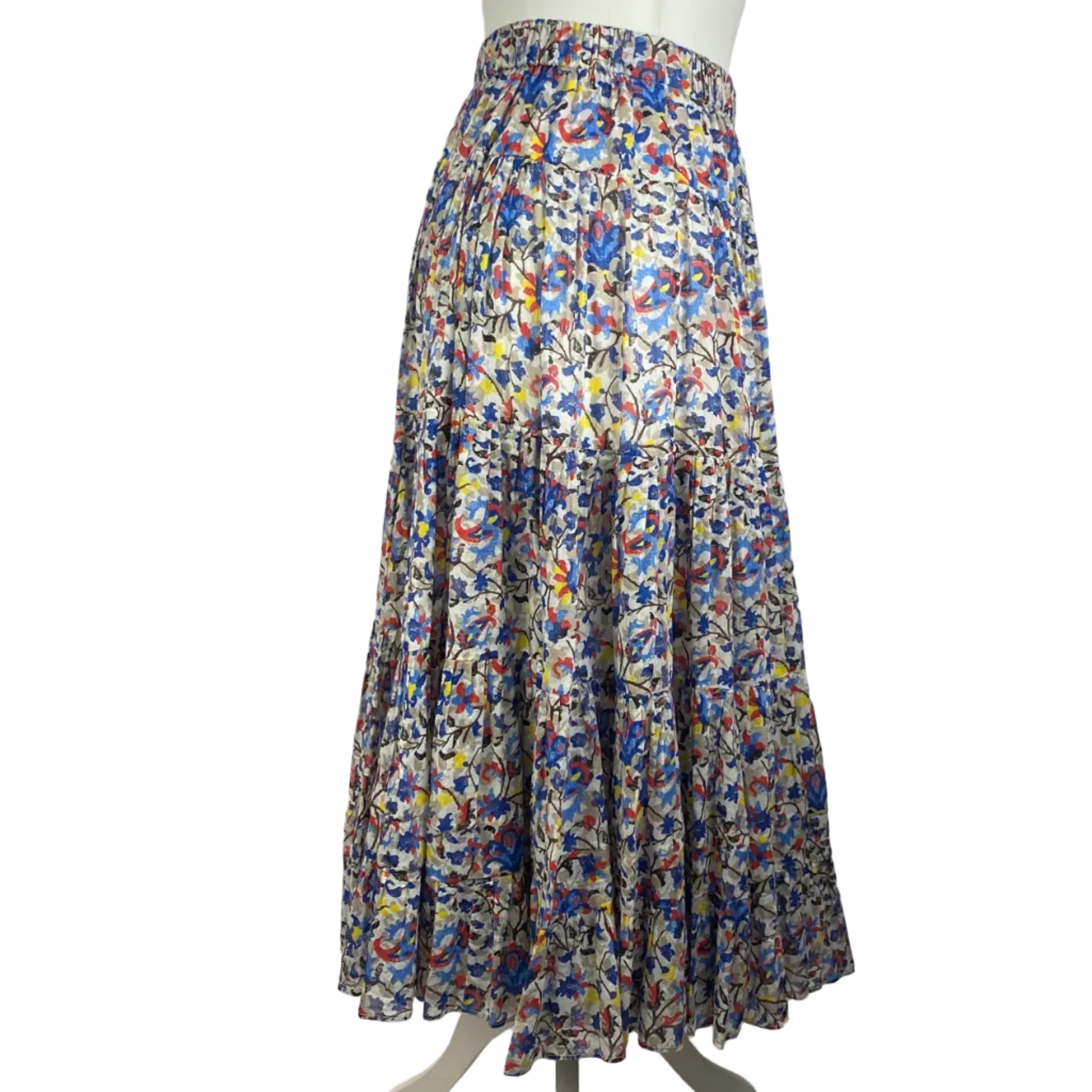 Isabel Marant Etoile New £395 Blue Floral Printed Cotton-Voile Skirt S