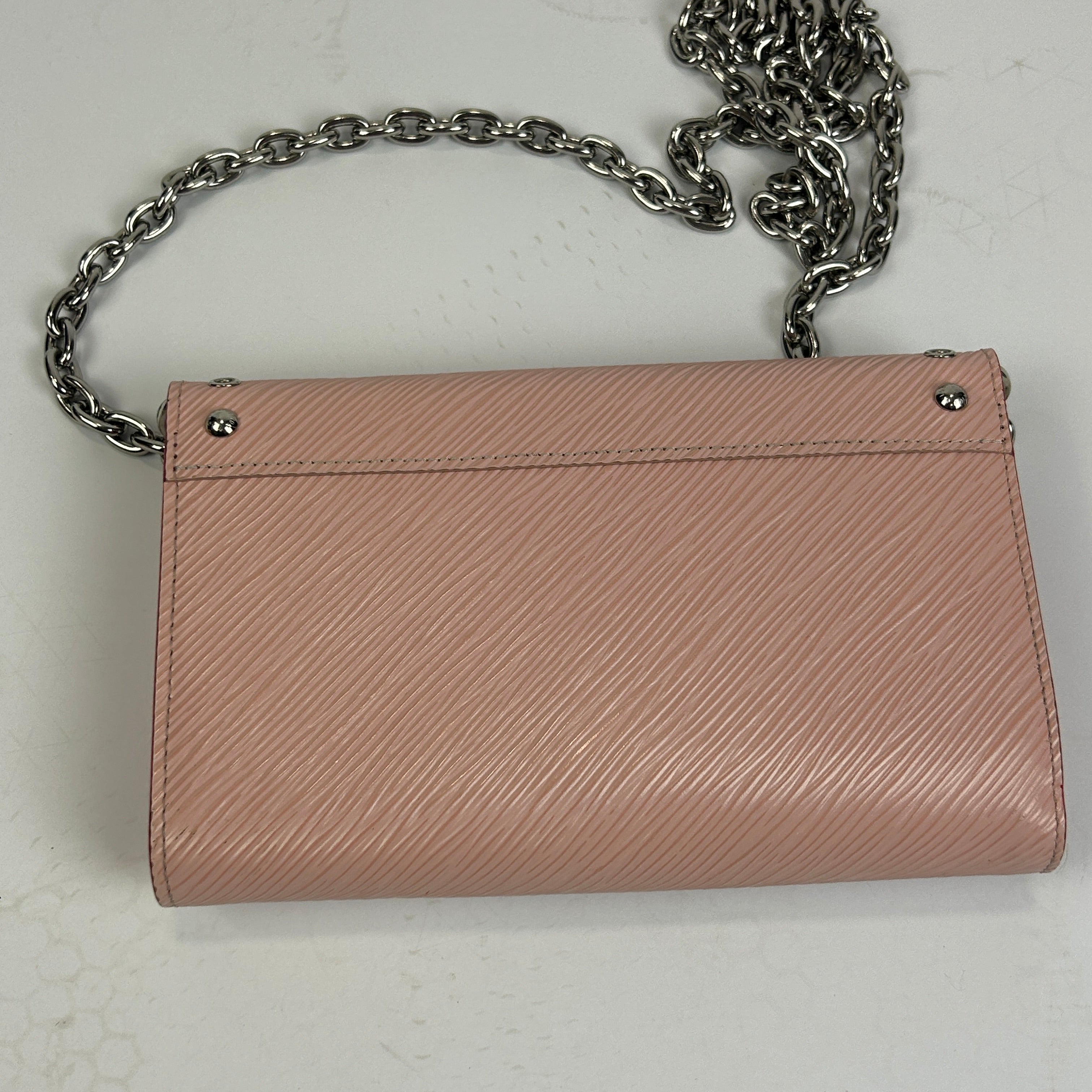 Louis Vuitton Pink Epi Leather Twist Chain Wallet