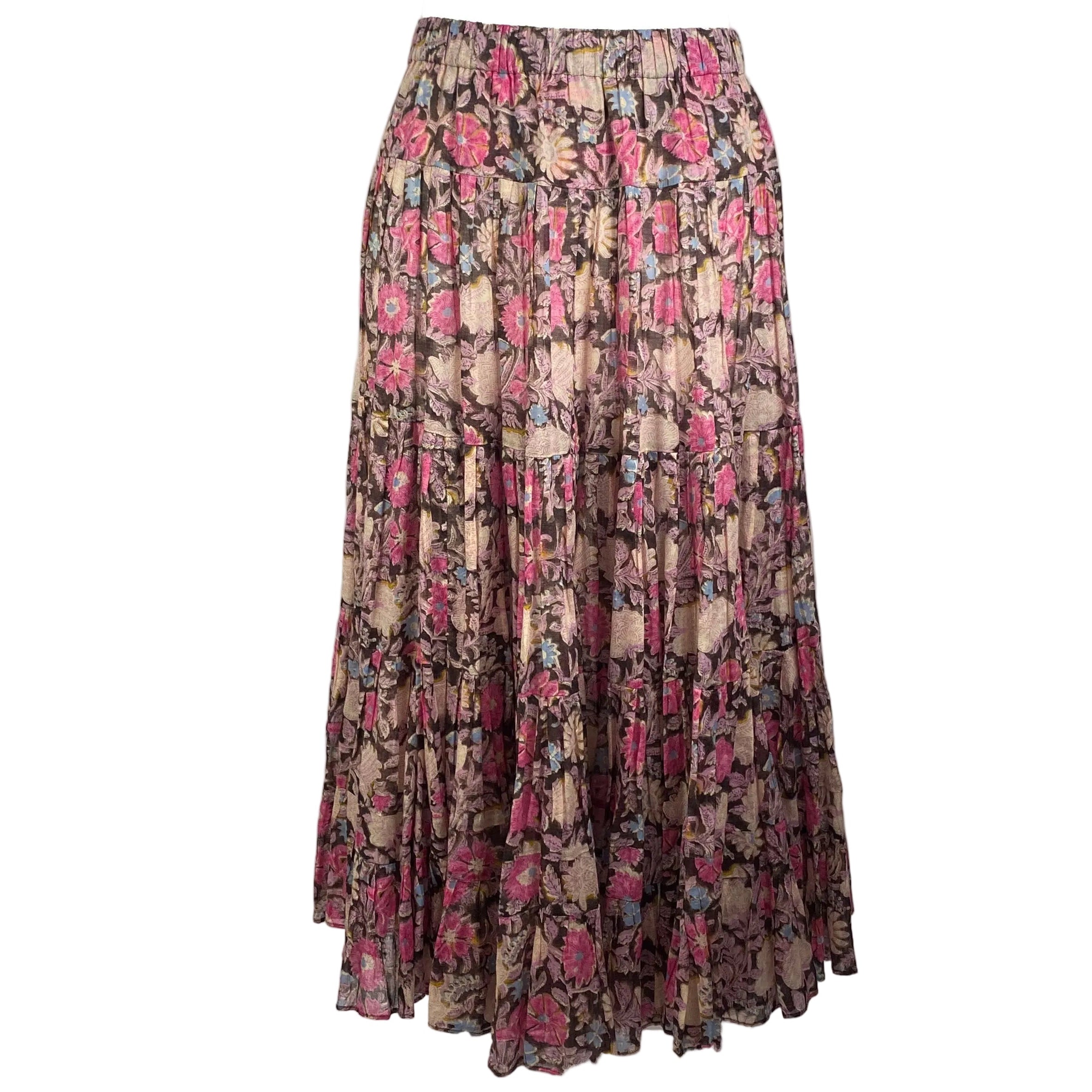 Isabel Marant Etoile New £395 Pink Floral Printed Cotton-Voile Skirt S