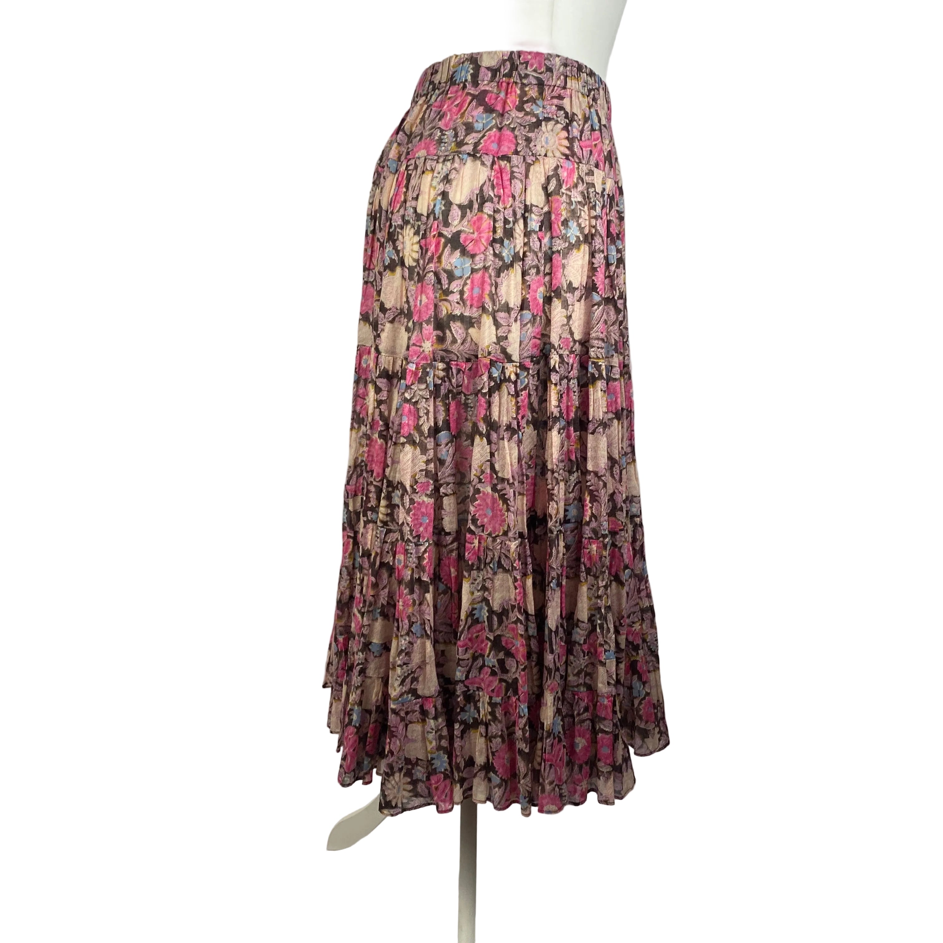 Isabel Marant Etoile New £395 Pink Floral Printed Cotton-Voile Skirt S