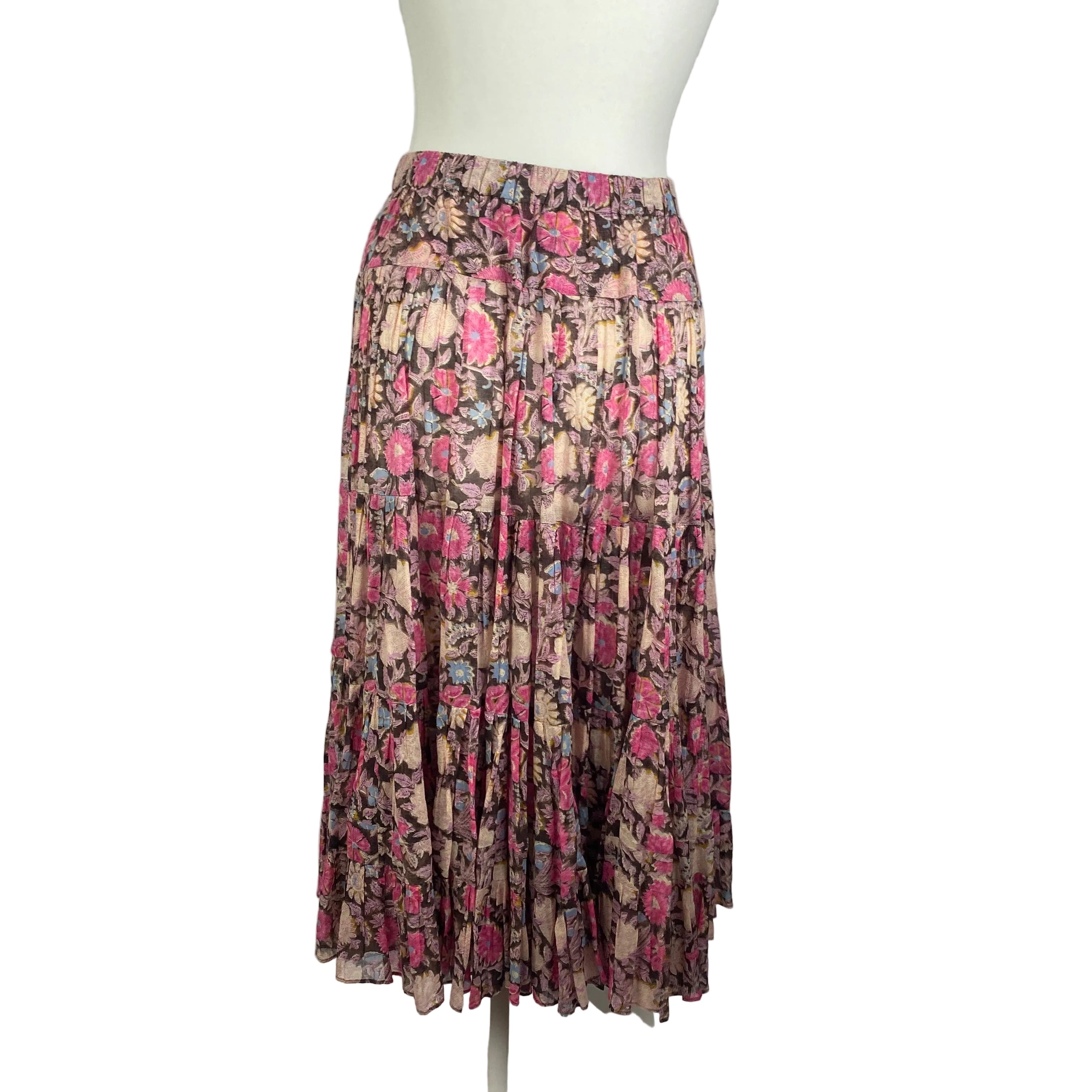 Isabel Marant Etoile New £395 Pink Floral Printed Cotton-Voile Skirt S