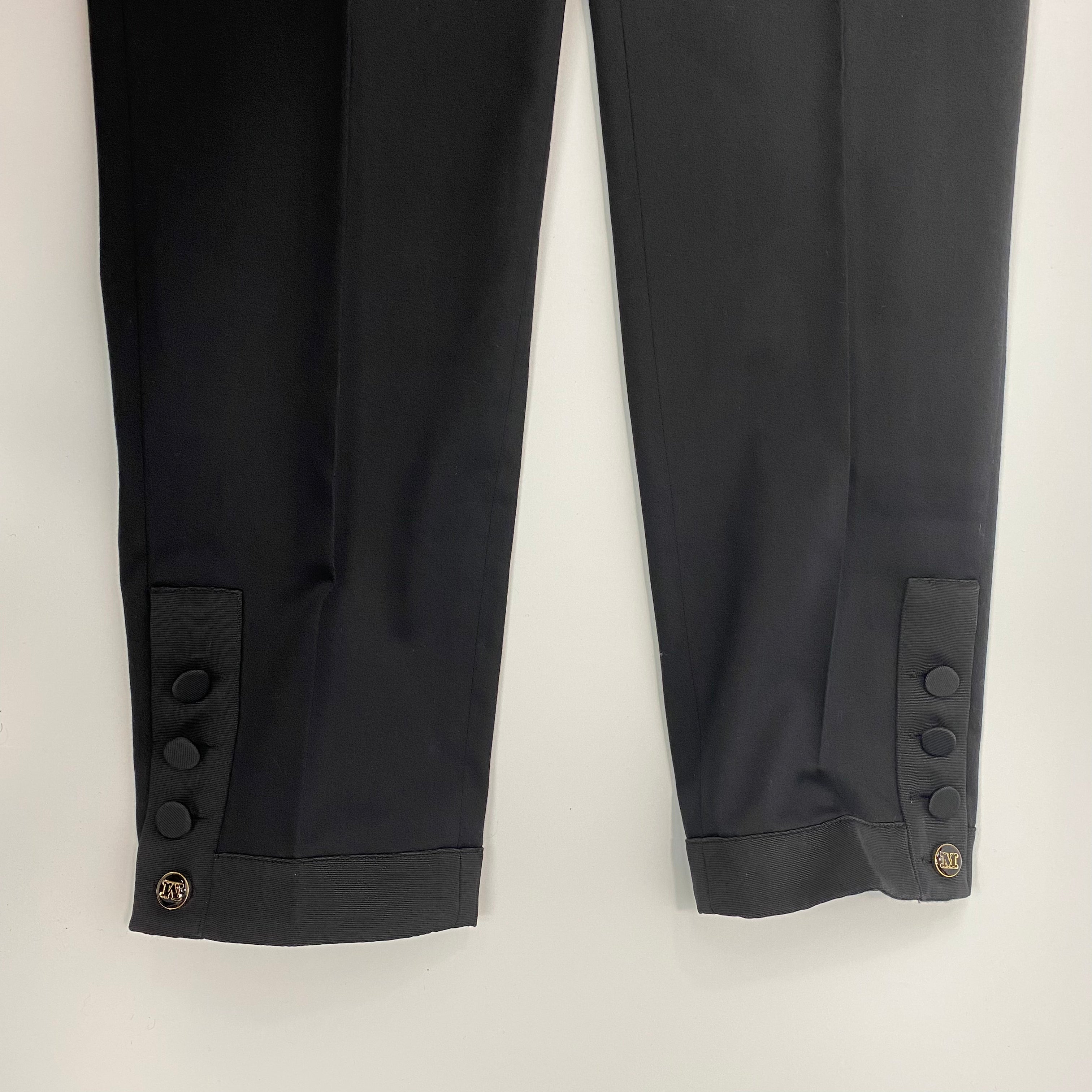 Max Mara New Black Stretch Cotton Ankle Detail Pants S