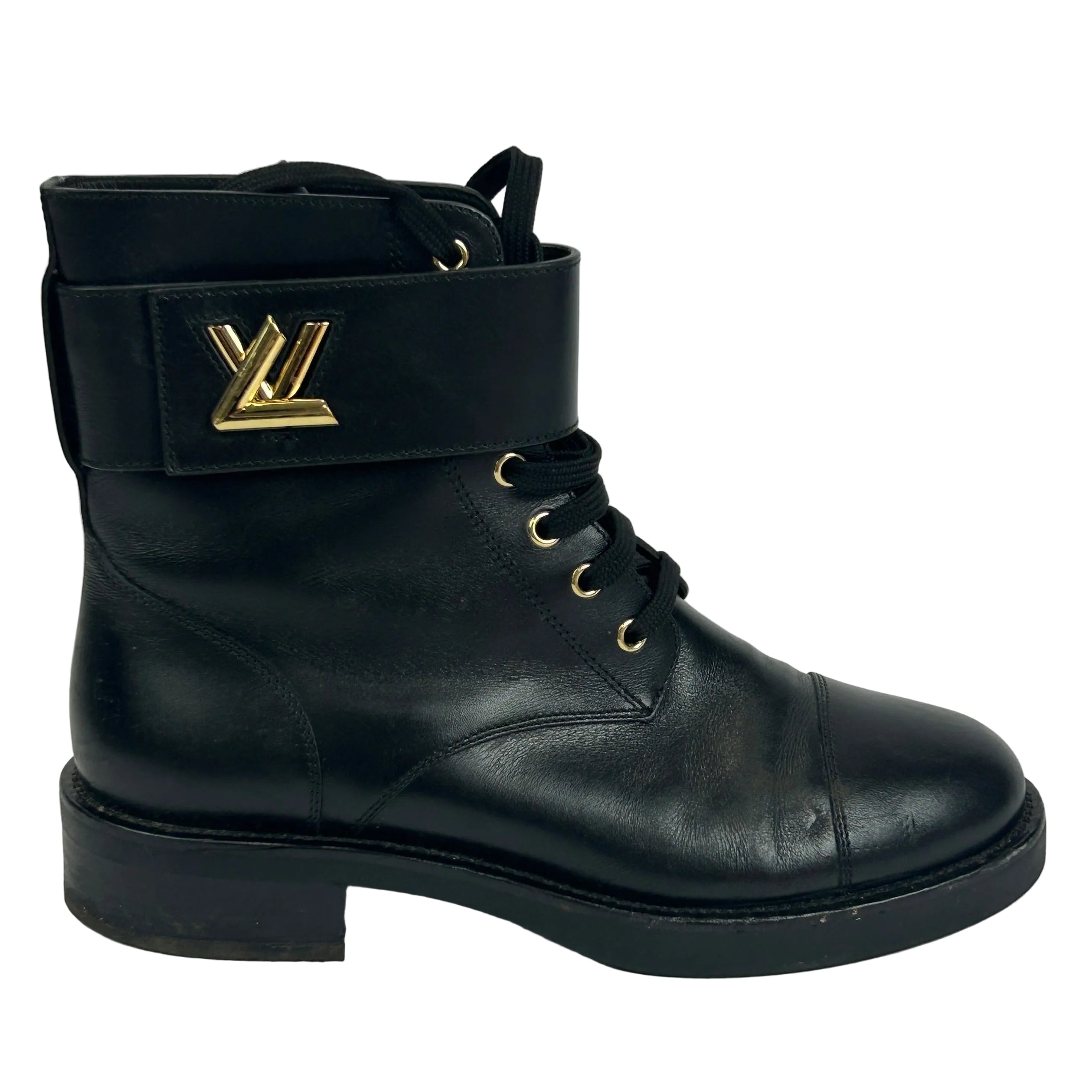 Louis Vuitton £1030 Black Wonderland Ranger Combat Boots 40