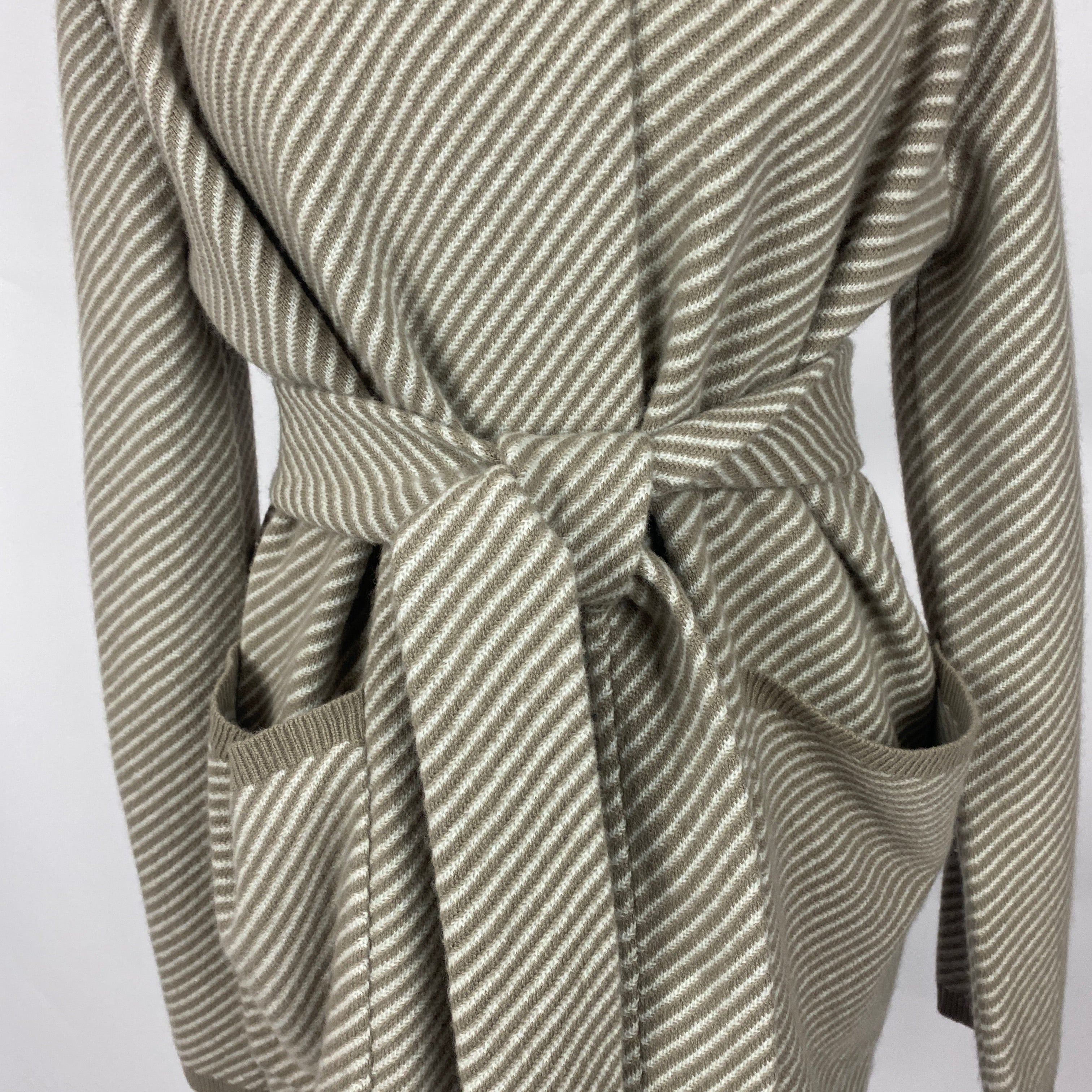 Joseph New £845 Putty & Cream Belted Merino Wool Jacket S