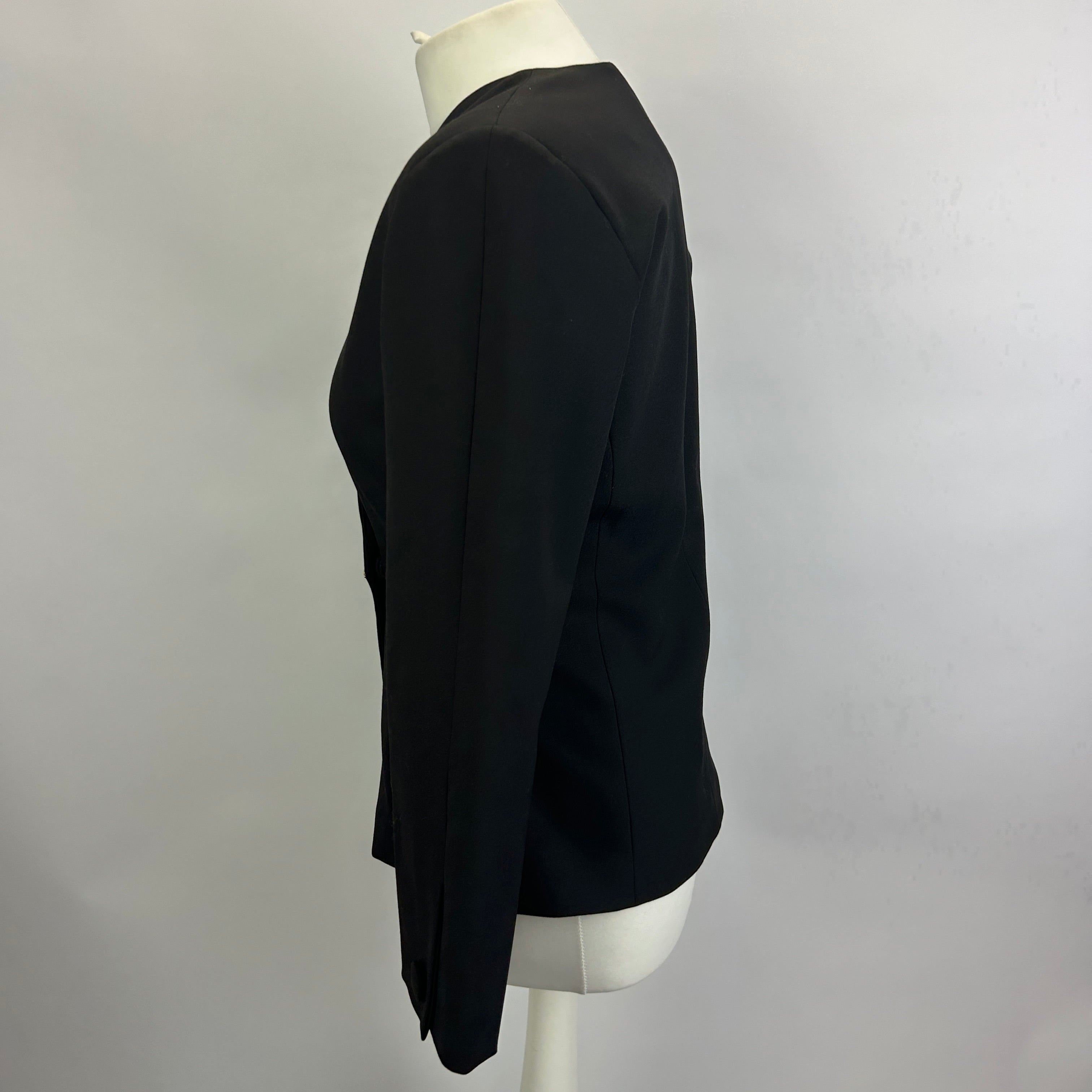 Destree £650 Black Crepe Aloise Gold Button Blazer S