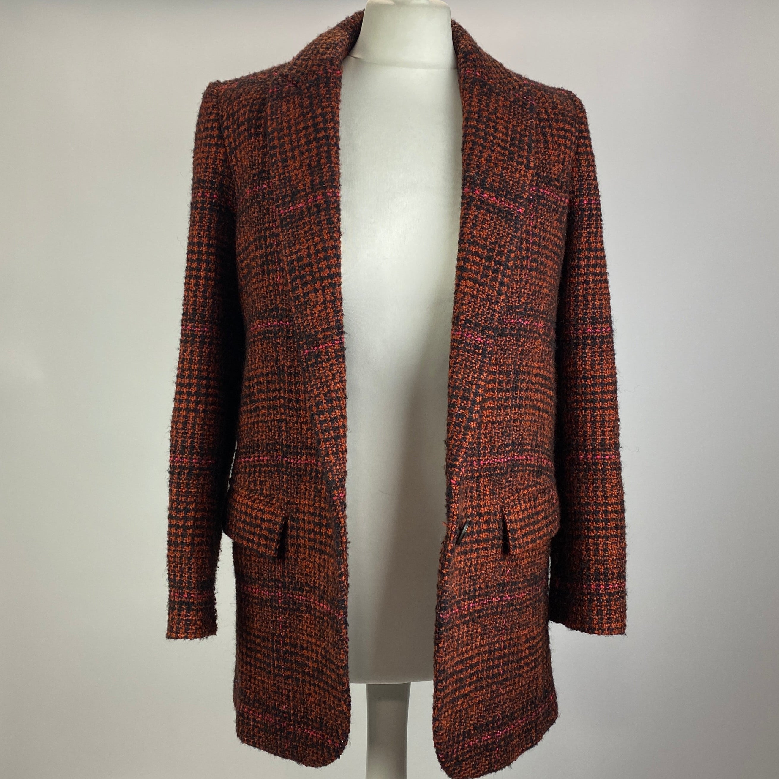 Isabel Marant Etoile Orange & Black Boucle Tweed Jacket XS