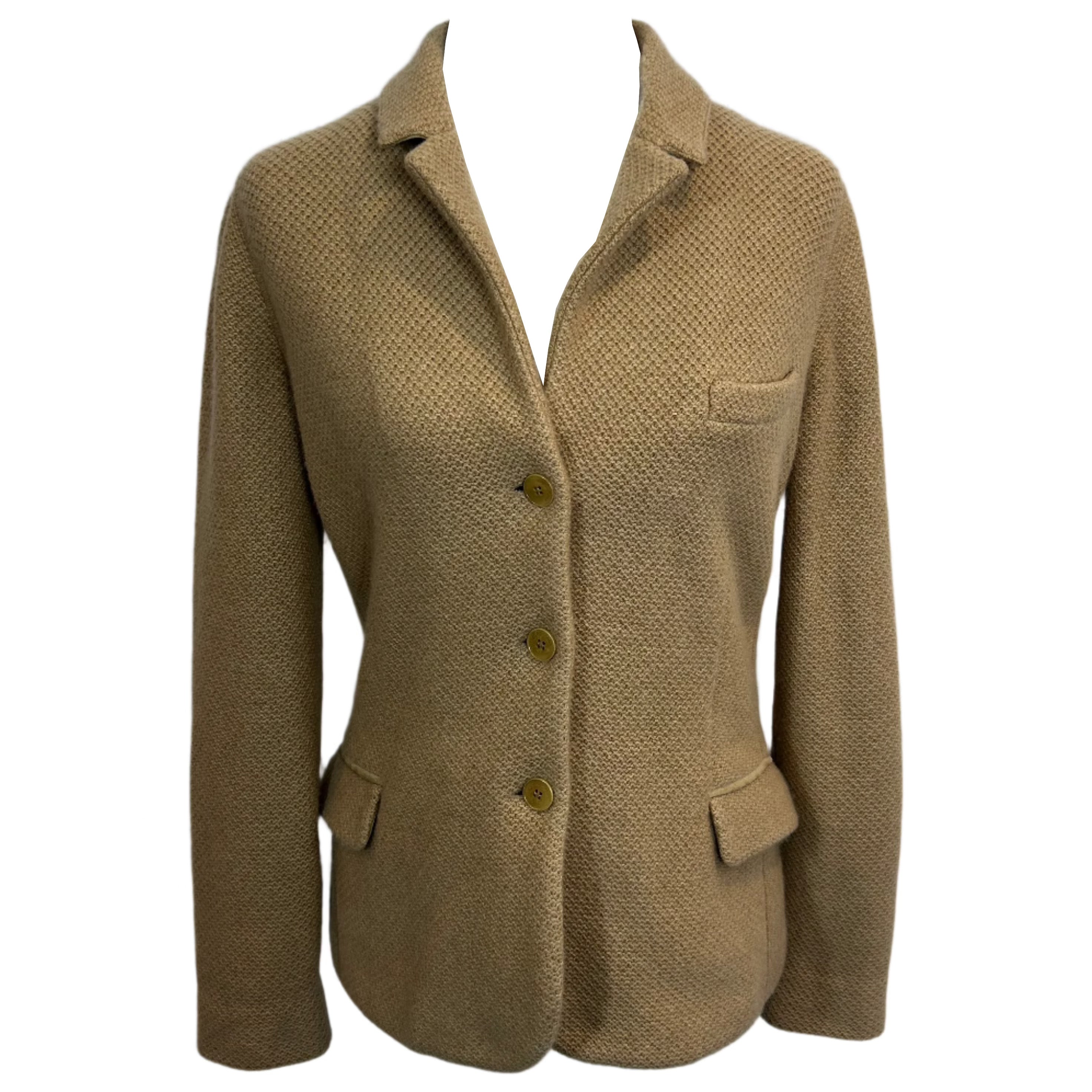Loro Piana Camel Knit Baby Cashmere Jacket S