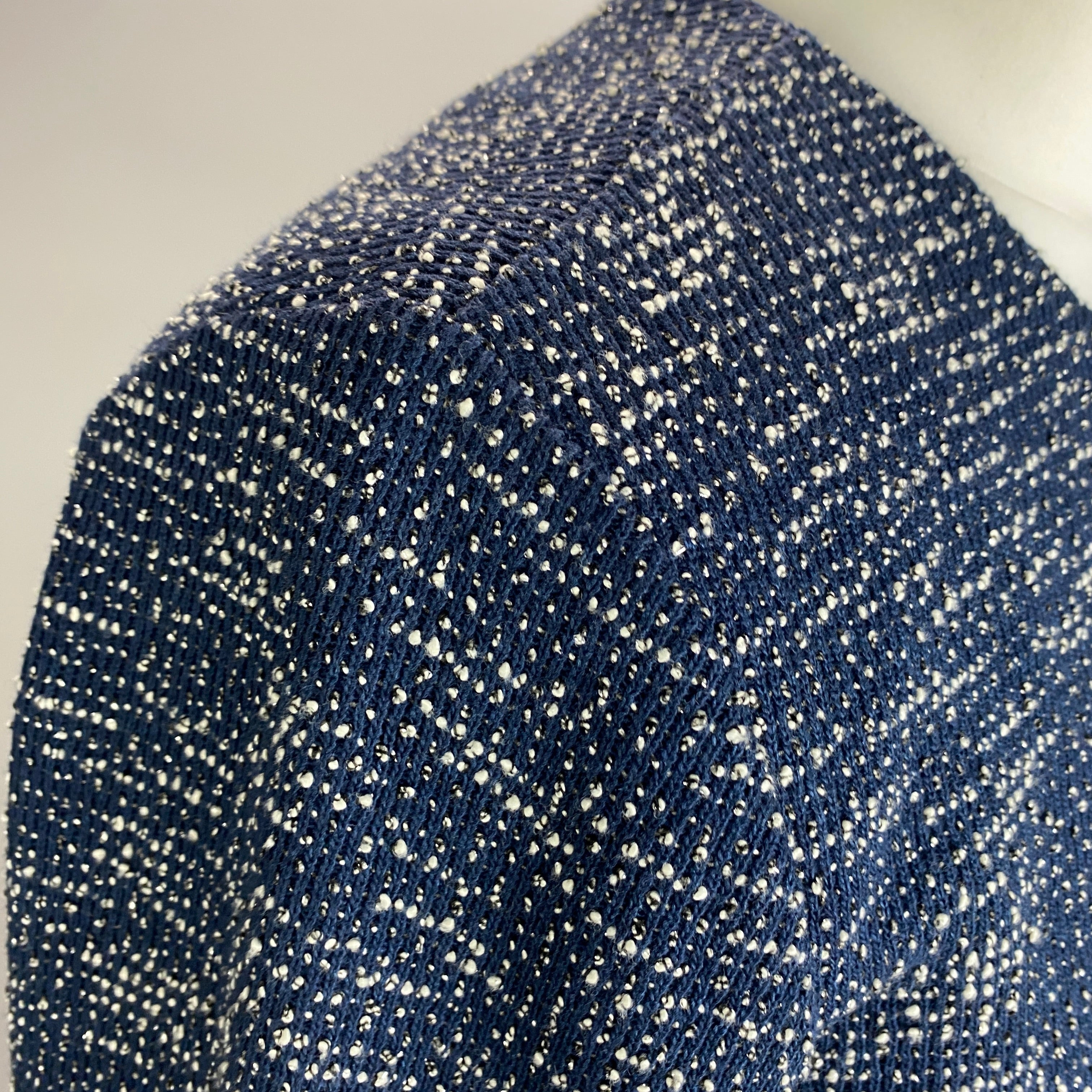 Agnes B Navy & Ivory Boucle Lightweight Crop Jacket S