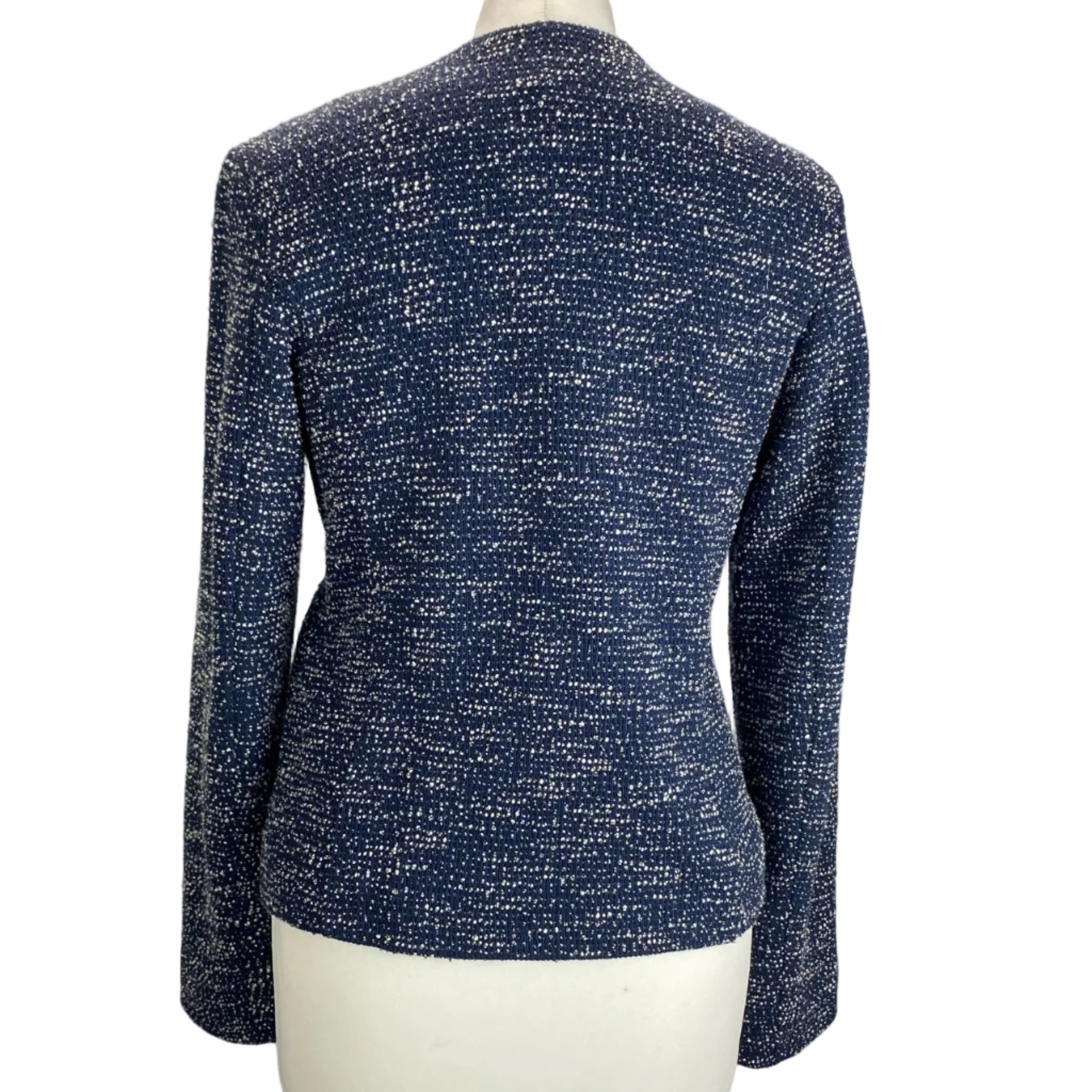 Agnes B Navy & Ivory Boucle Lightweight Crop Jacket S