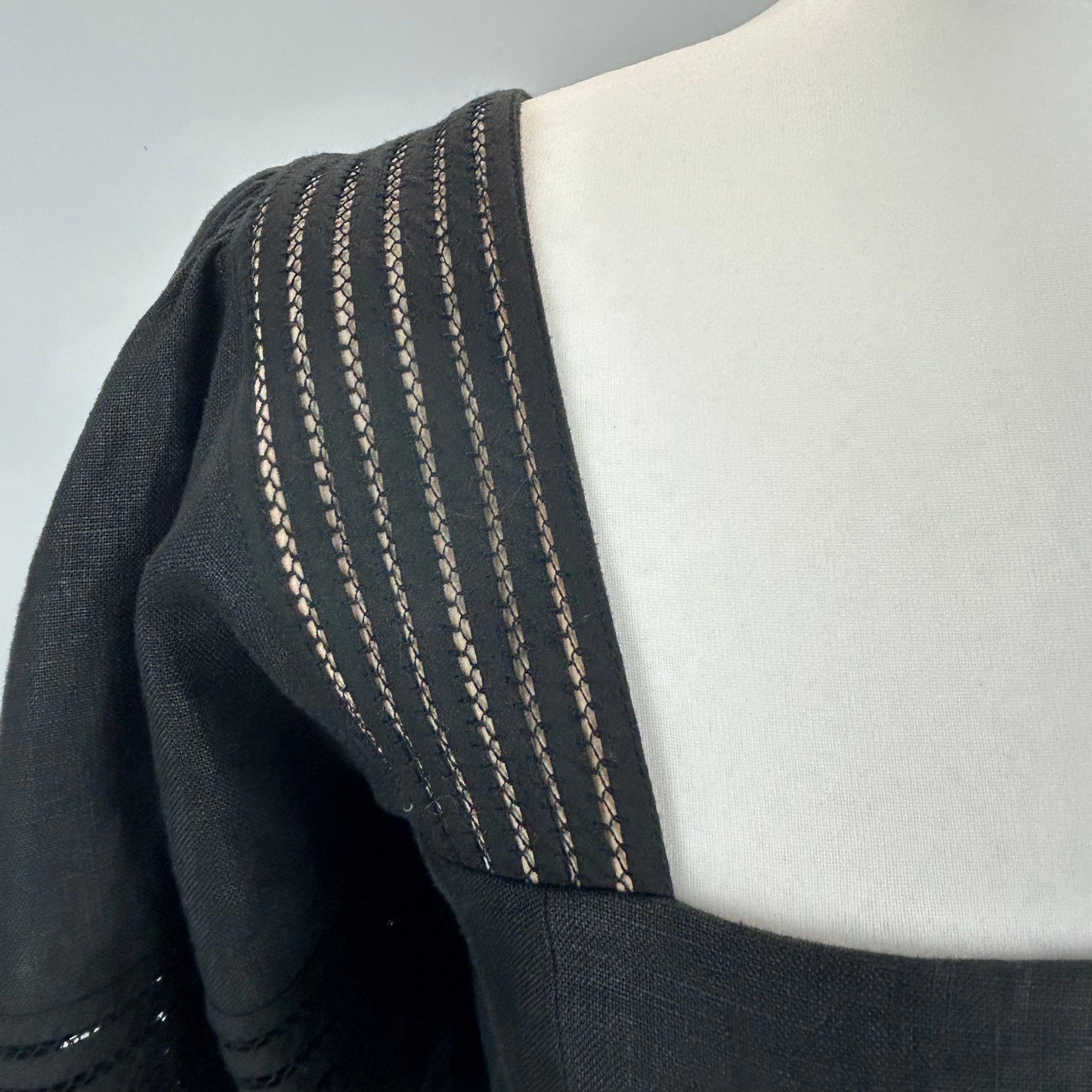 Zimmermann Black Embroidered Linen Crop Top M