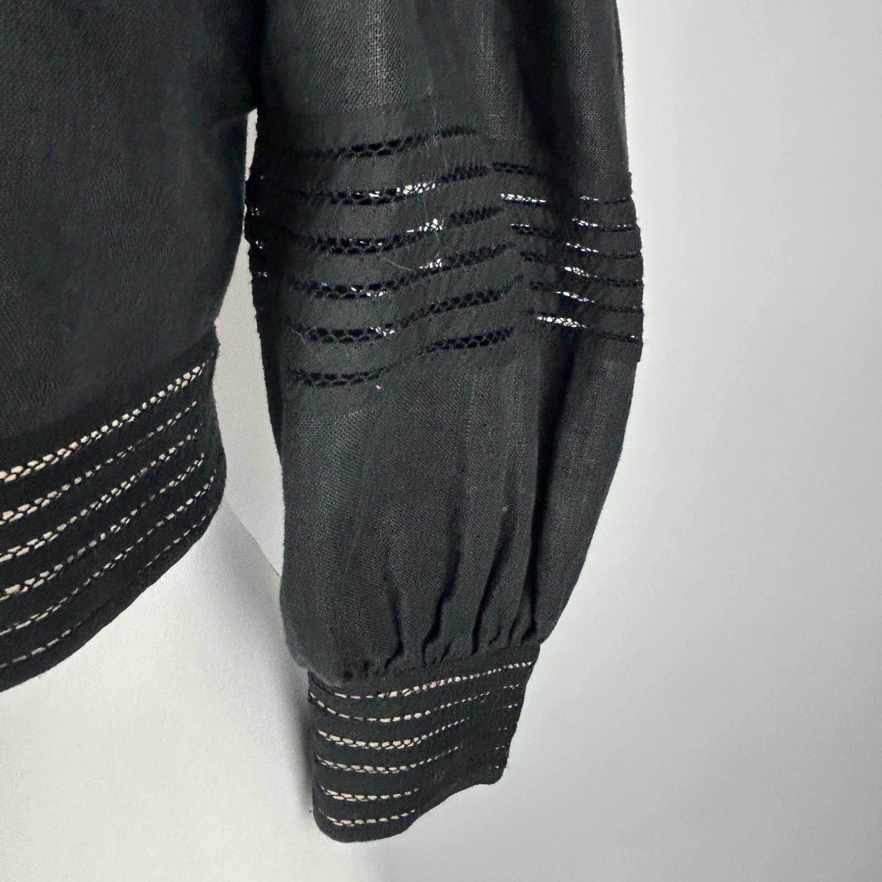 Zimmermann Black Embroidered Linen Crop Top M