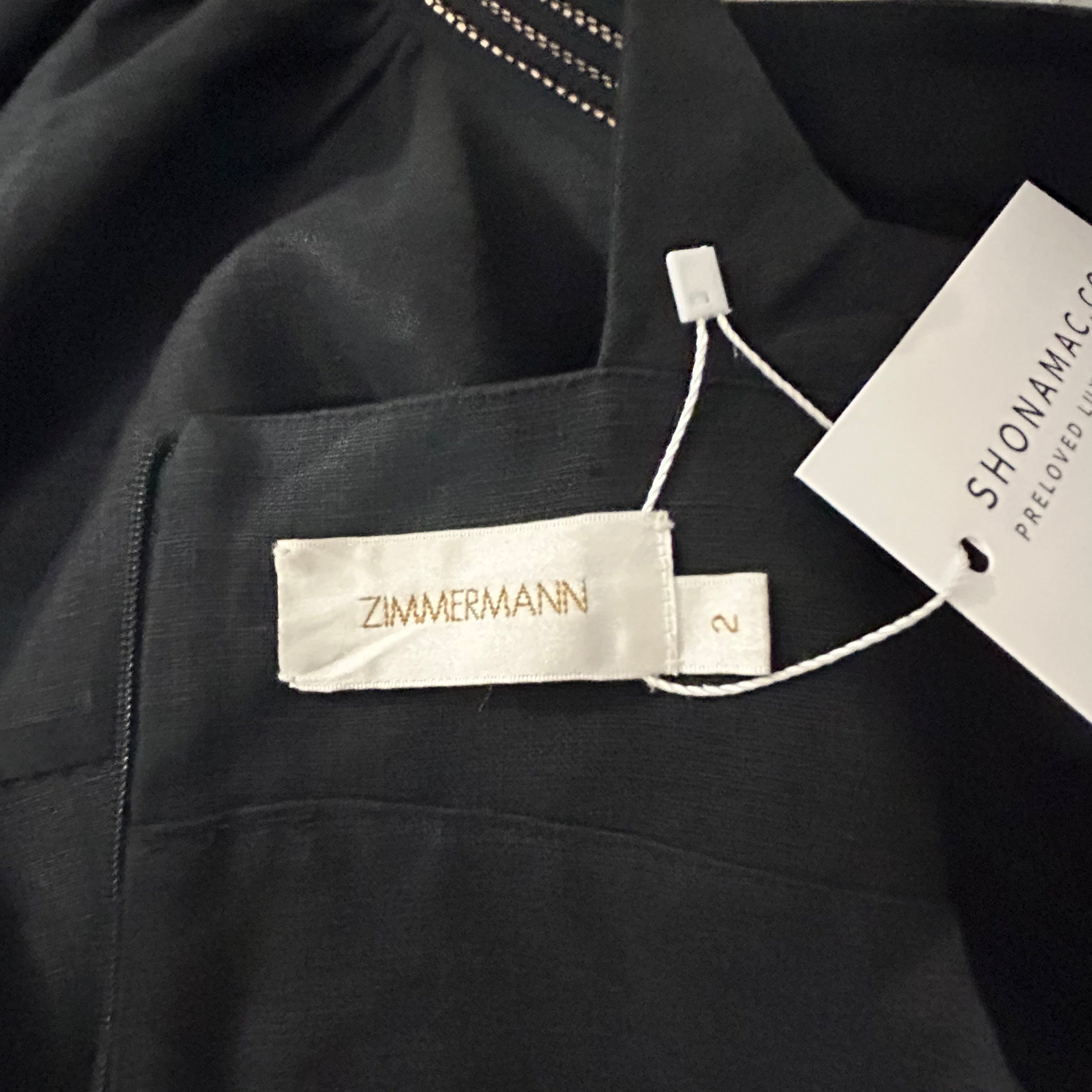 Zimmermann Black Embroidered Linen Crop Top M