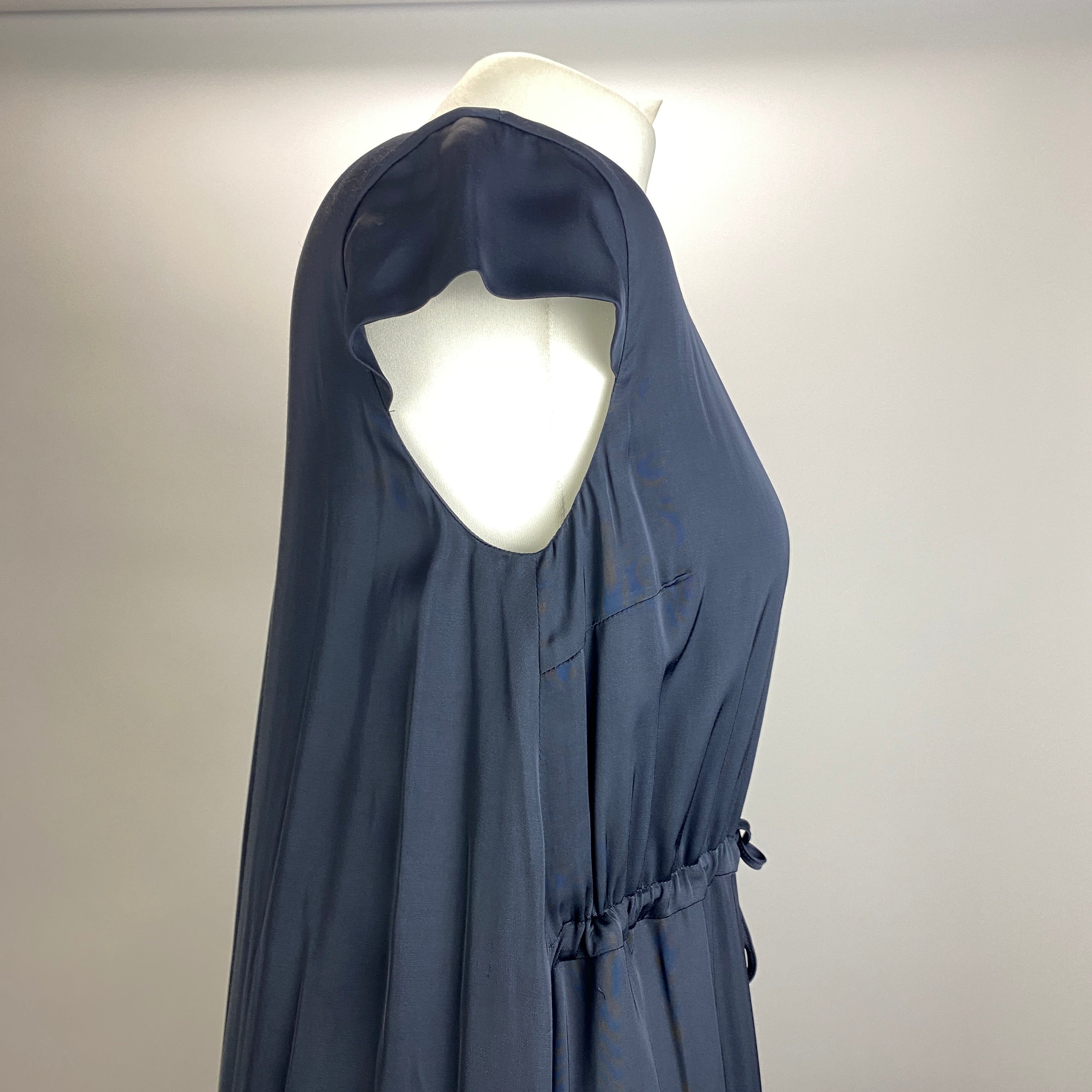 Peserico Navy Fluid Drawstring Midi Dress S