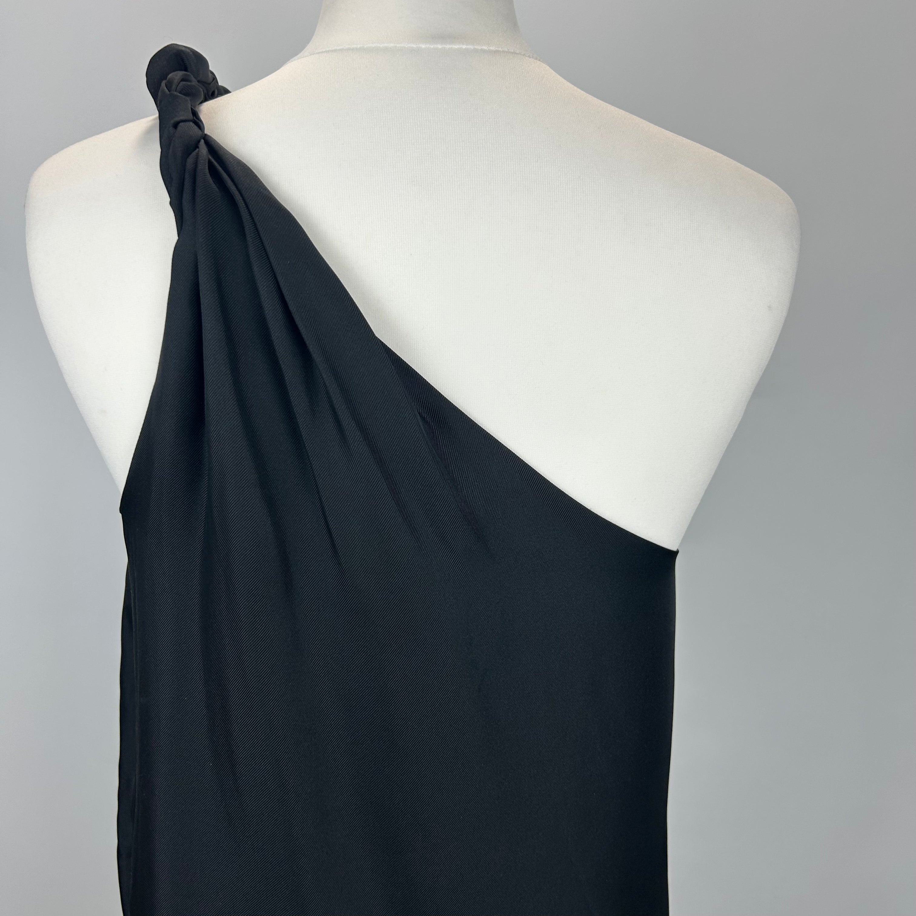 Loulou Studio £470 Black Silk Adela One Shoulder Maxi Dress L