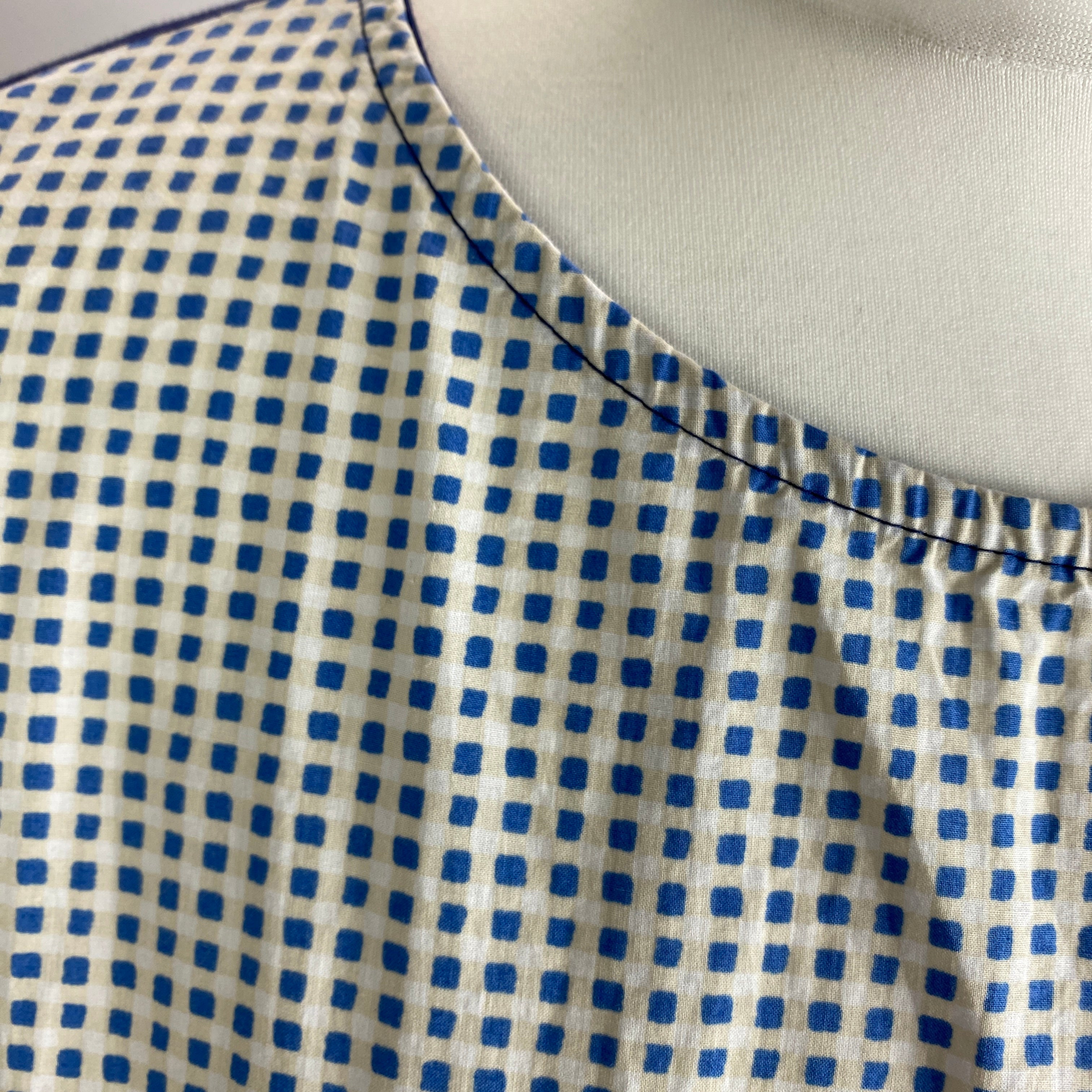 Lea Et Miel Navy & White Check Cotton Tee Top UK8