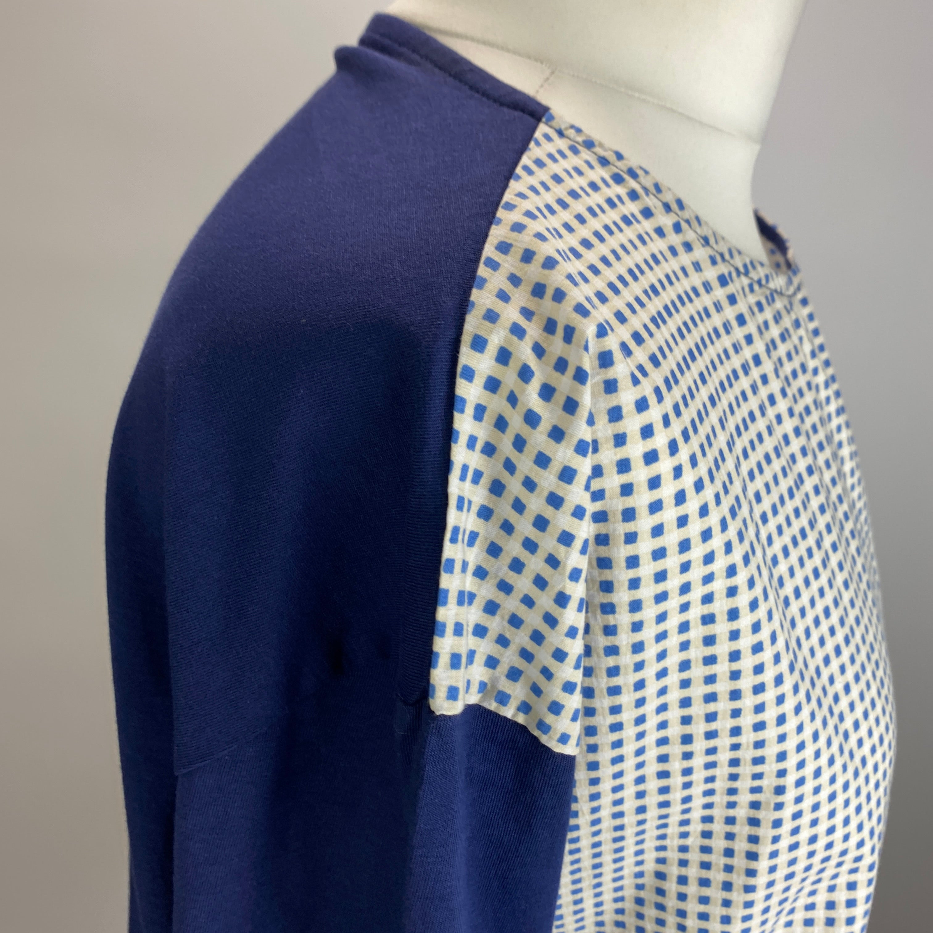 Lea Et Miel Navy & White Check Cotton Tee Top UK8