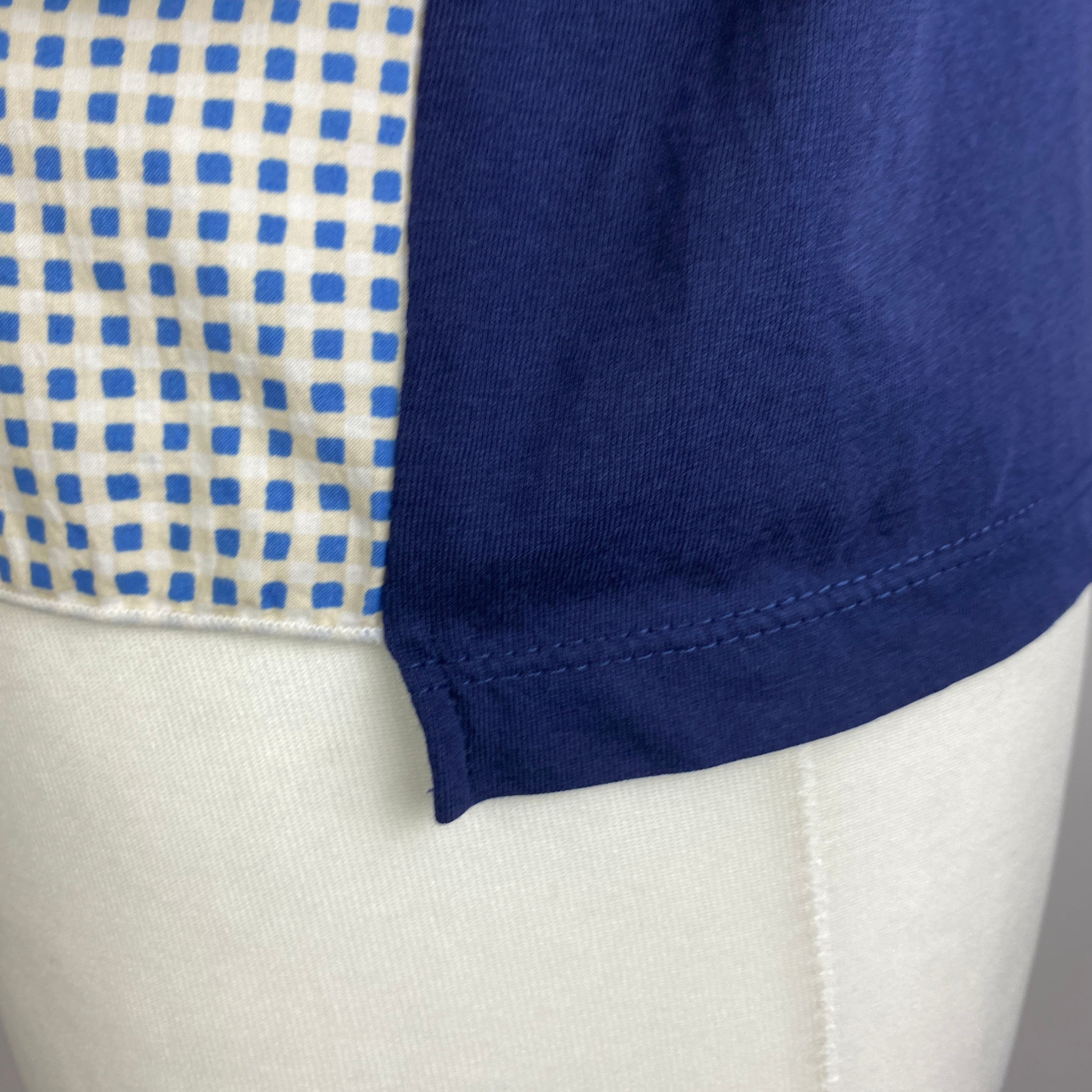 Lea Et Miel Navy & White Check Cotton Tee Top UK8