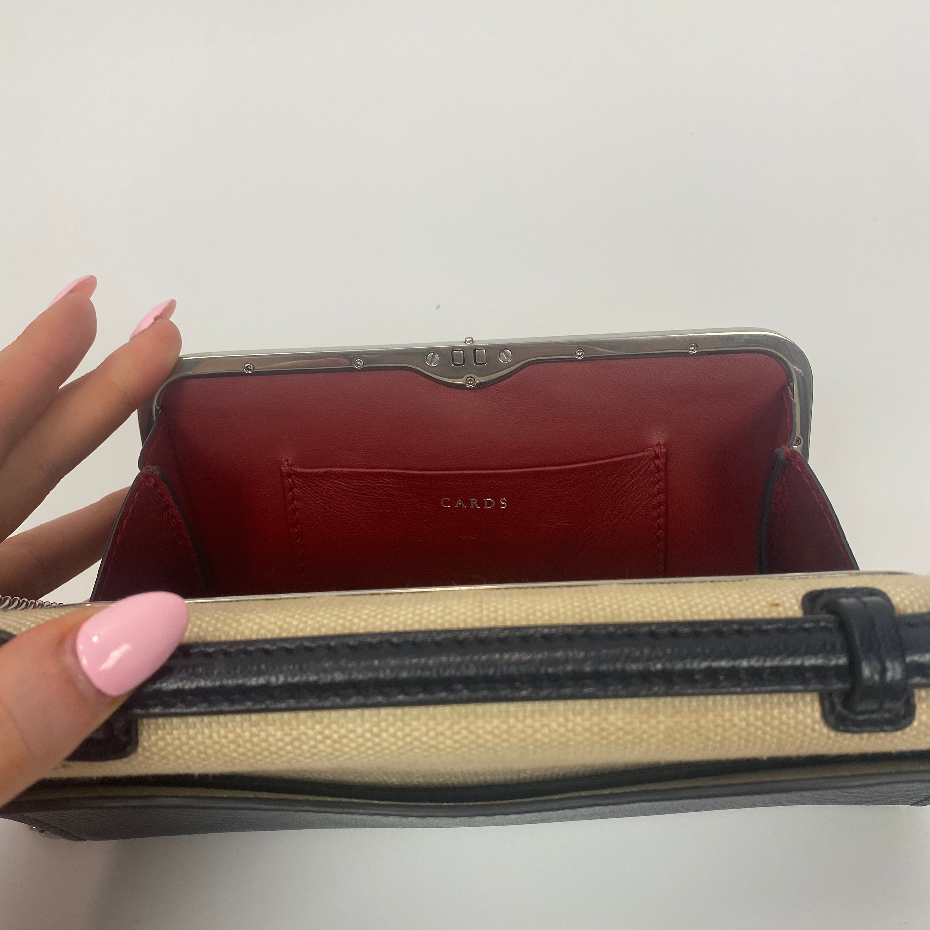 Anya Hindmarch Navy & Cream Postbox Clutch/Shoulder Bag