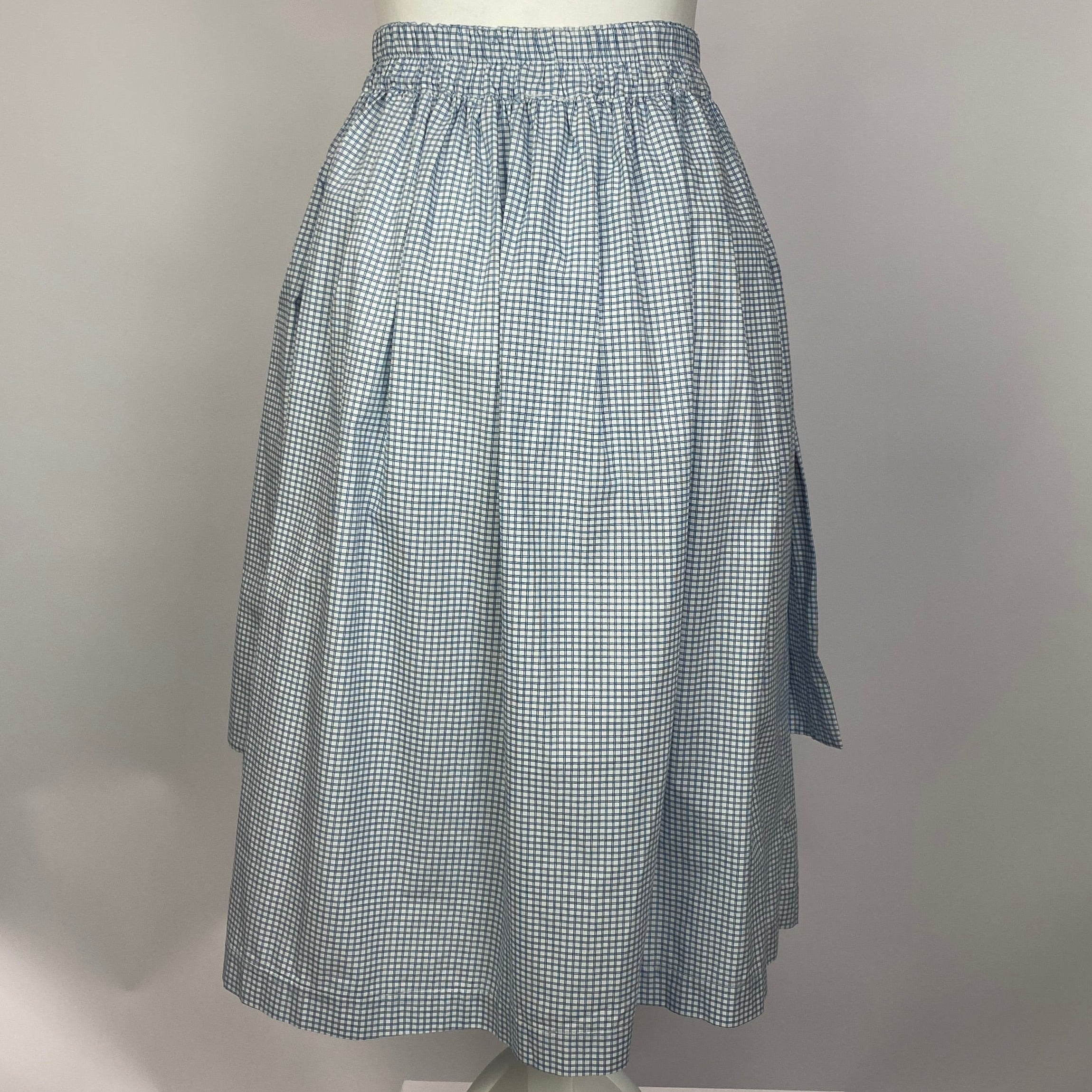Lea Et Miel $695 Teal & White Check Cotton Skirt XS