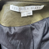 Veronica Beard $1295 Olive Shanti Collarless Leather Jacket XXS