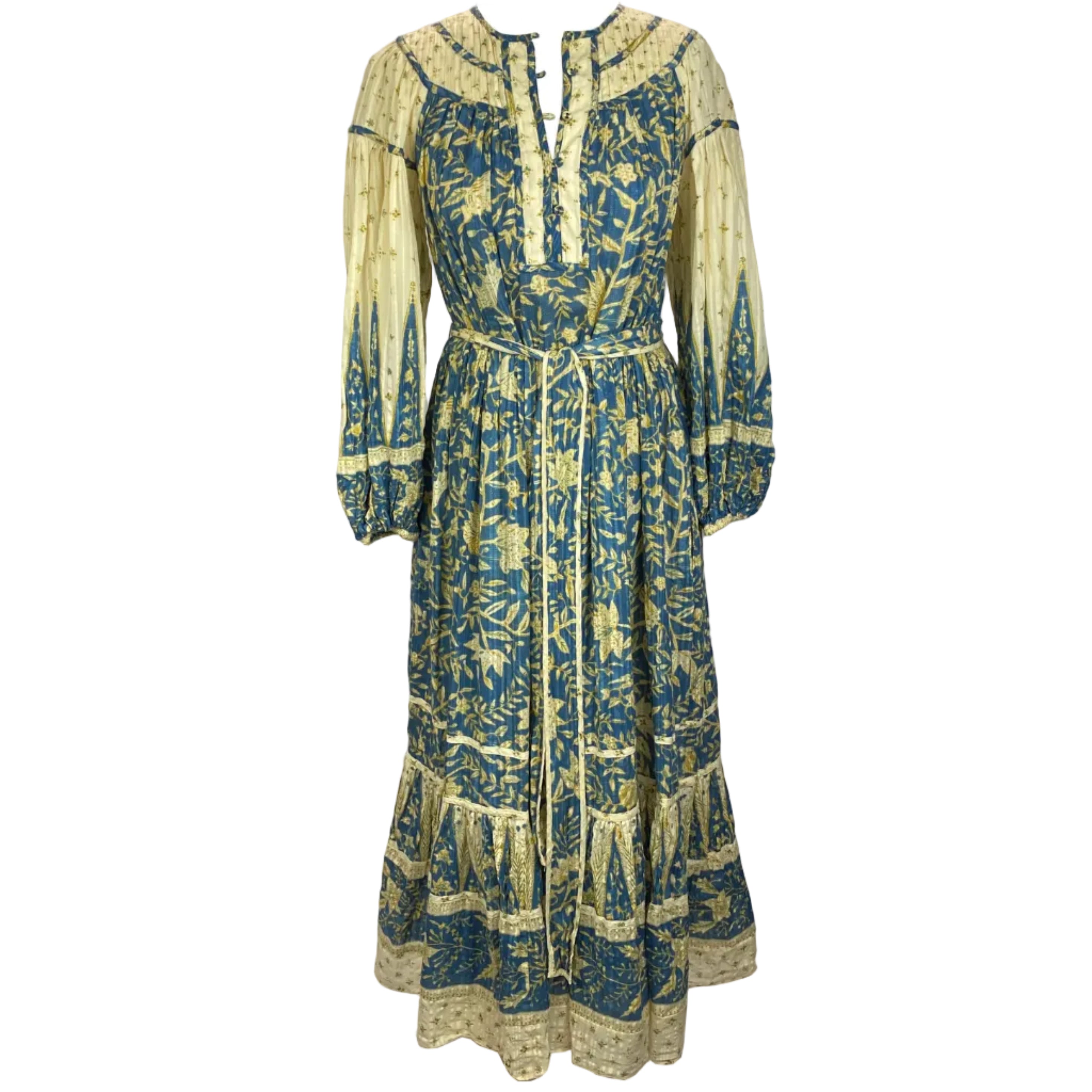 Ulla Johnson £510 Buttermilk & Blue Floral Print Belted Dress XS