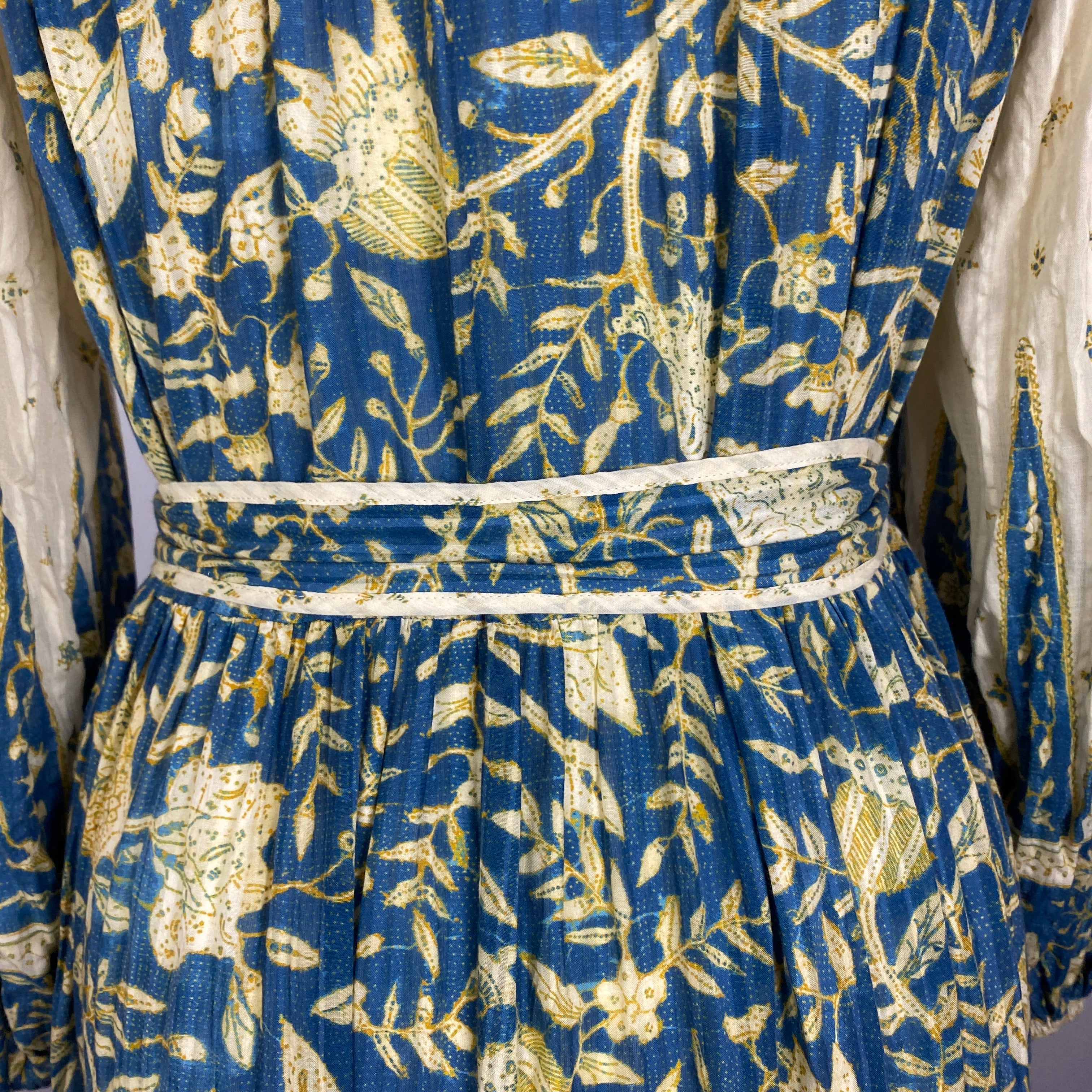 Ulla Johnson £510 Buttermilk & Blue Floral Print Belted Dress XS