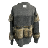 Stella McCartney Grey Chunky Wool & Faux Fur Sweater L