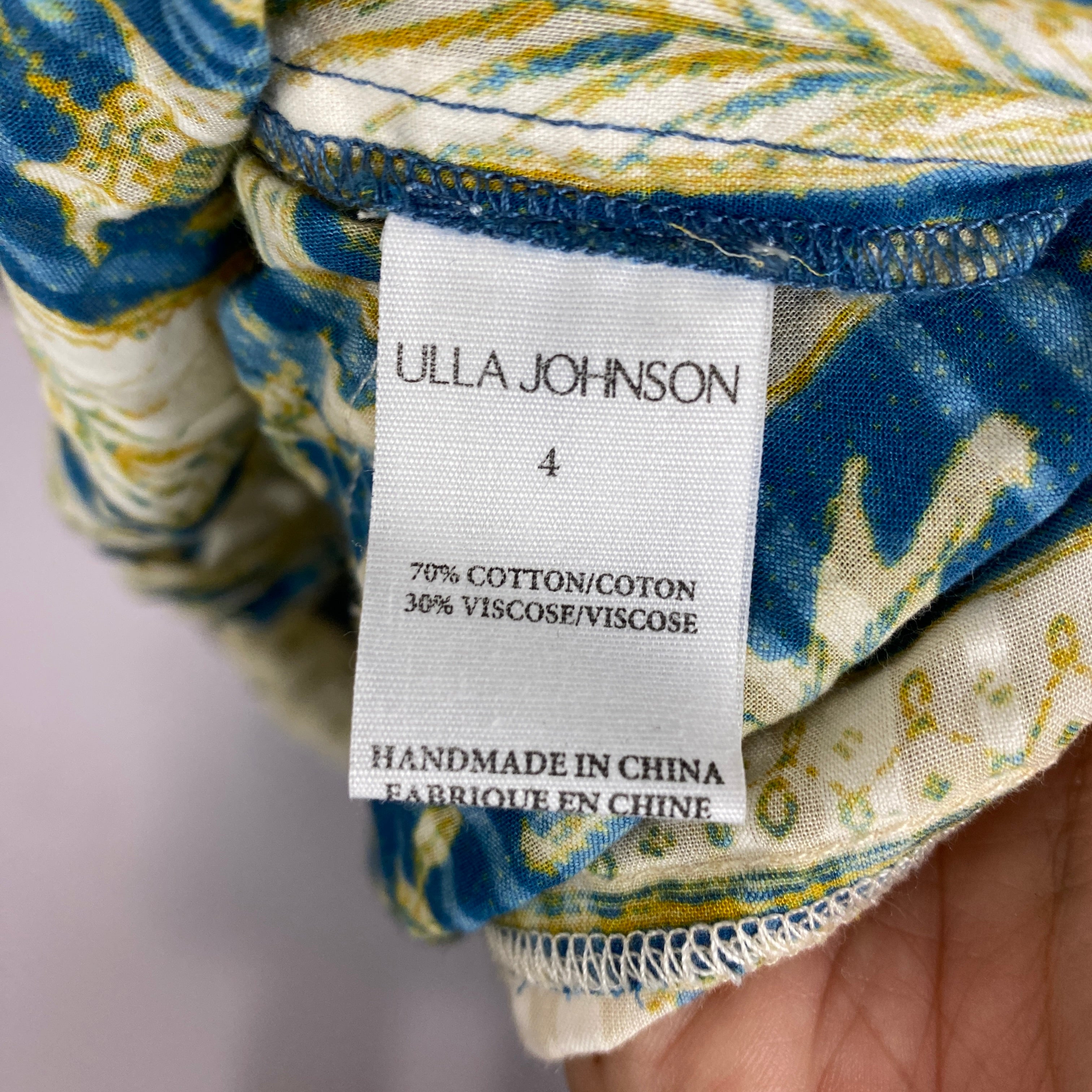 Ulla Johnson £510 Buttermilk & Blue Floral Print Belted Dress XS